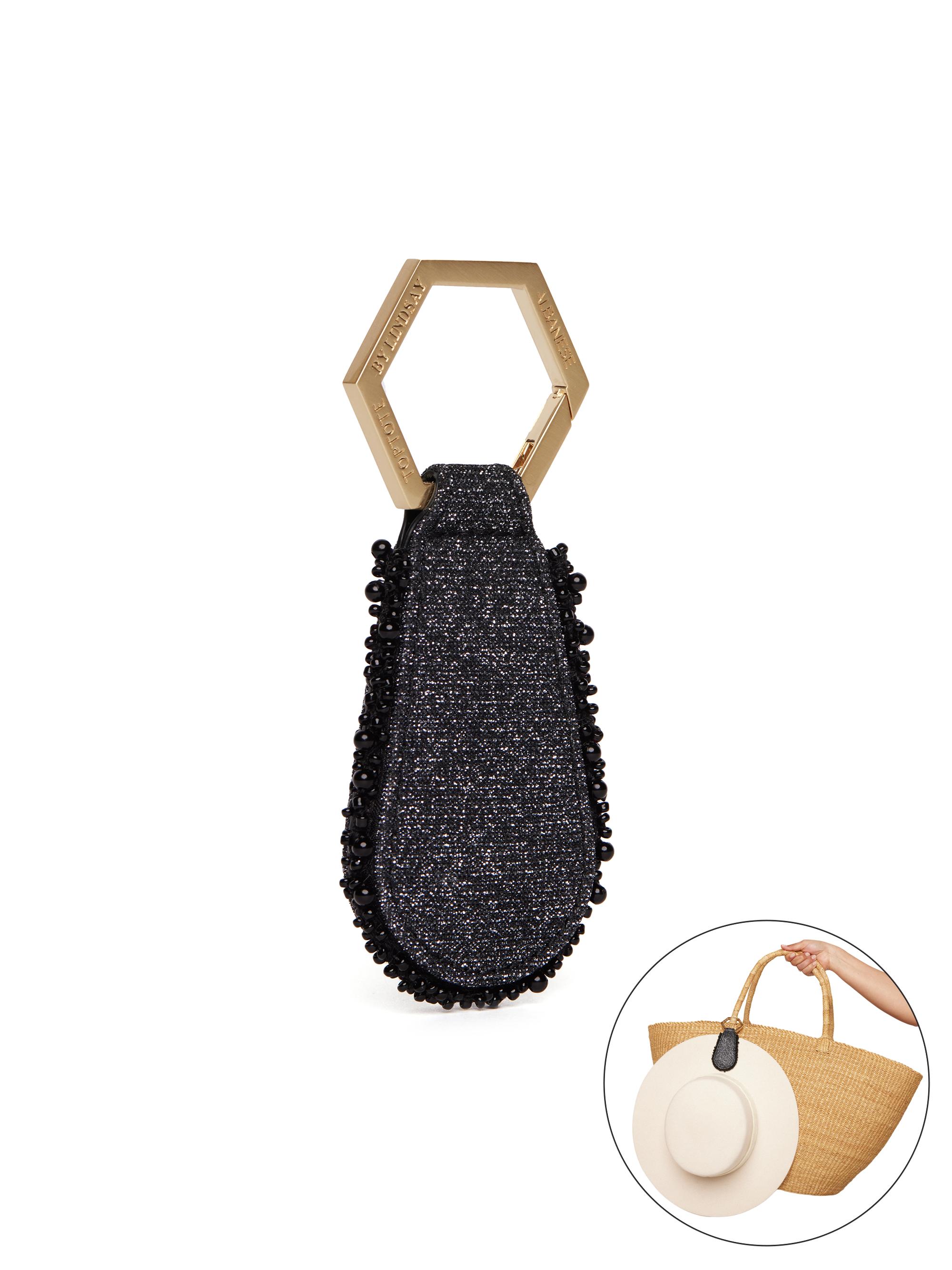 Toptote by Lindsay Albanese Women's The Drop Leather Hat Holder - Black Sparkle