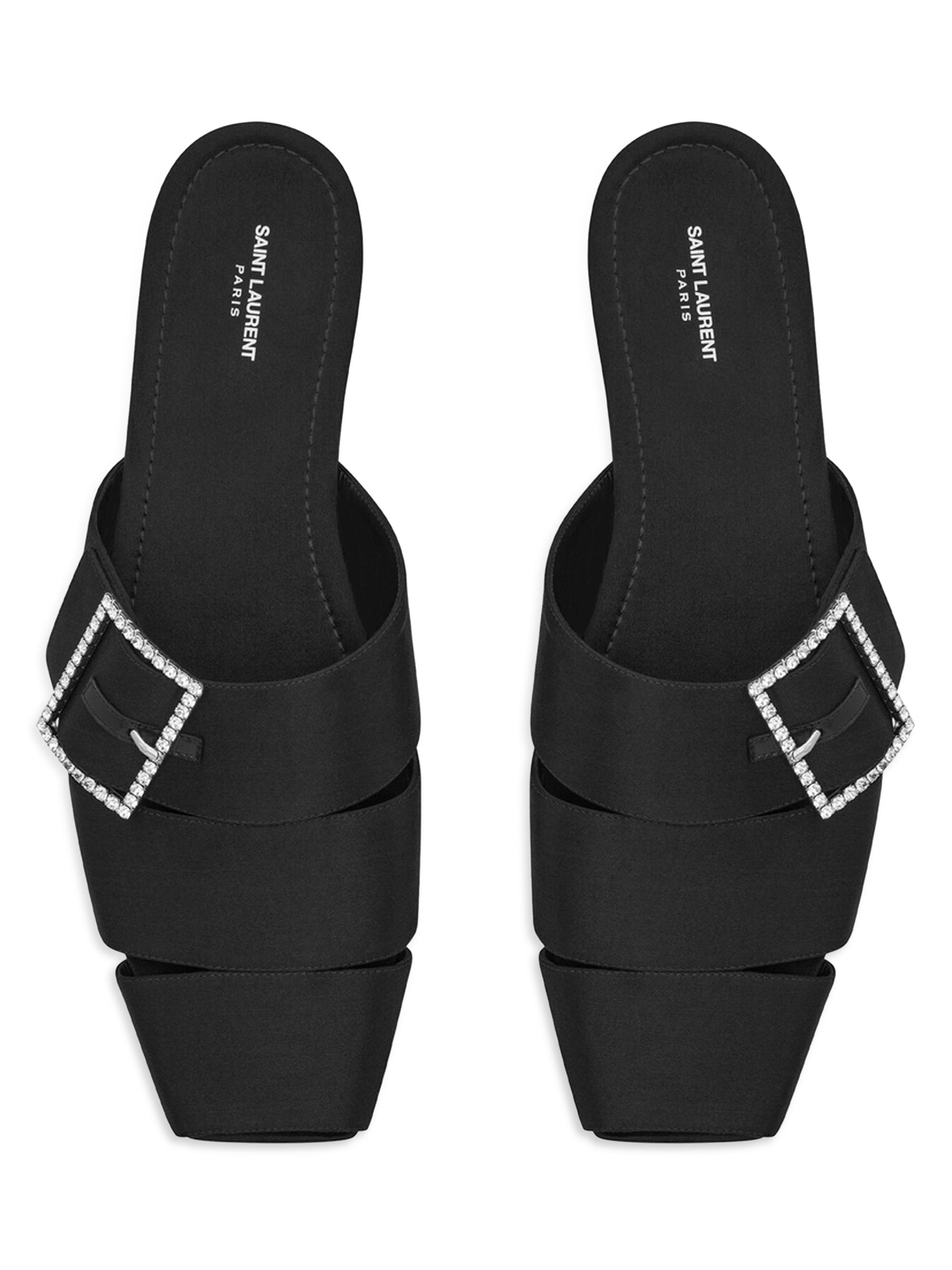 Saint Laurent Jacques Flat Mules In Crepe Satin | Saks Fifth Avenue