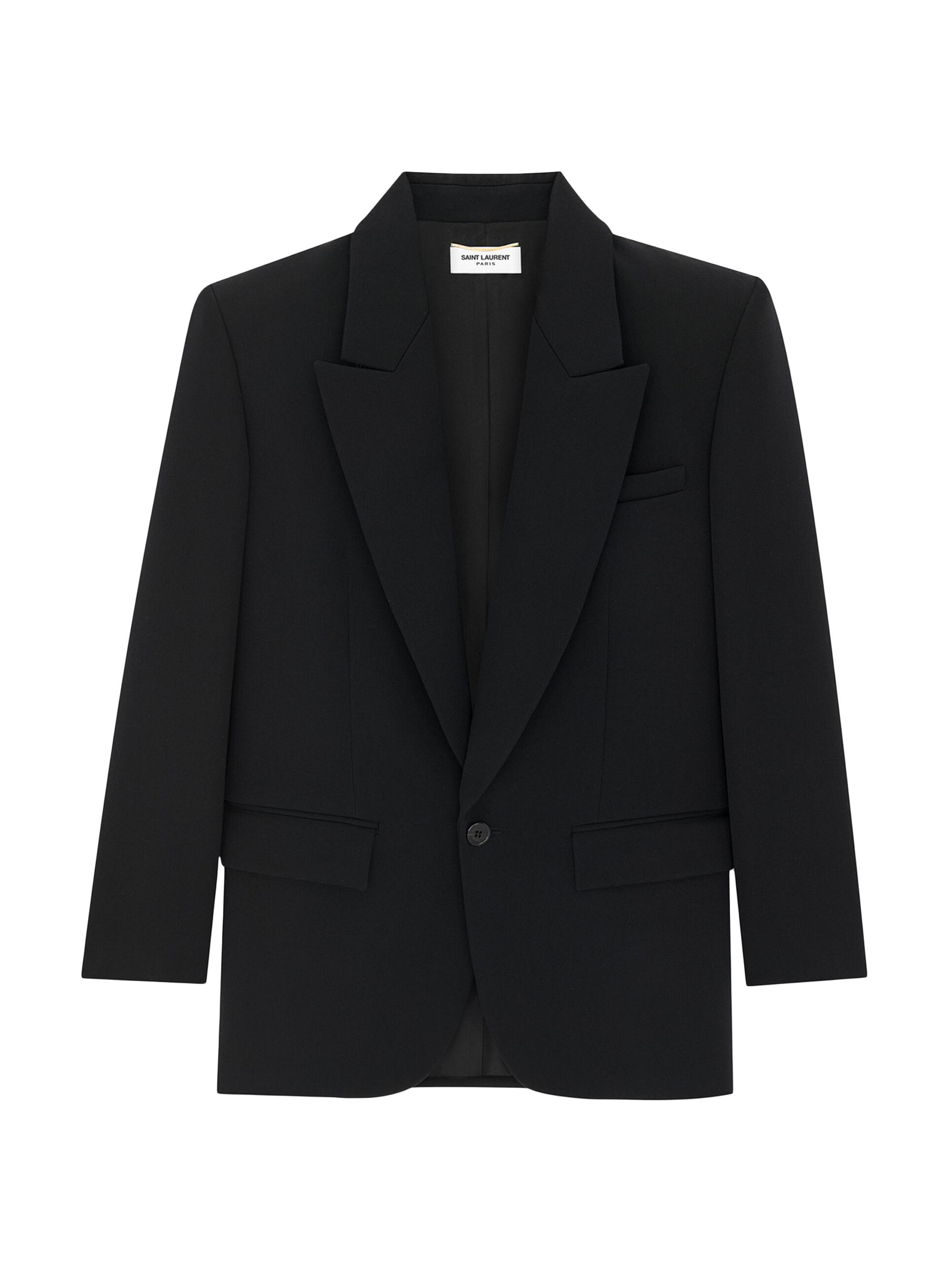 Saint Laurent Women's Blazer in Grain De Poudre - Black