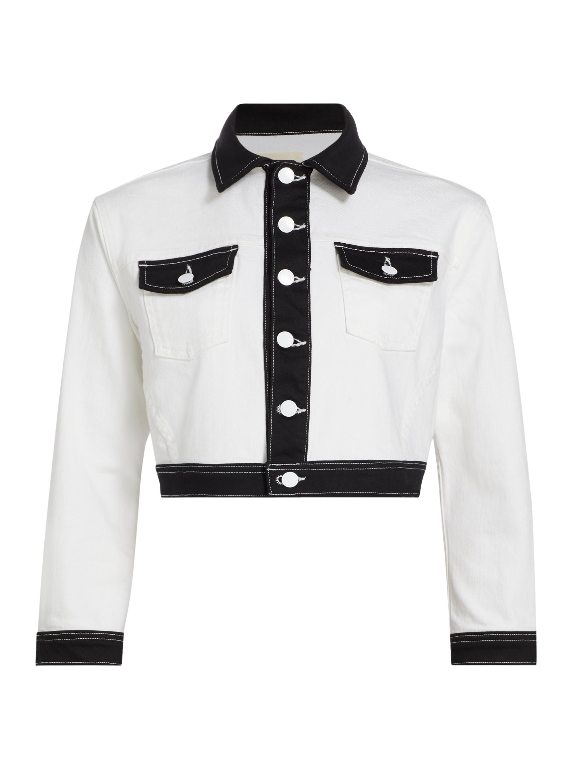 L'AGENCE Women's Koda Colorblock Crop Jacket - White Black