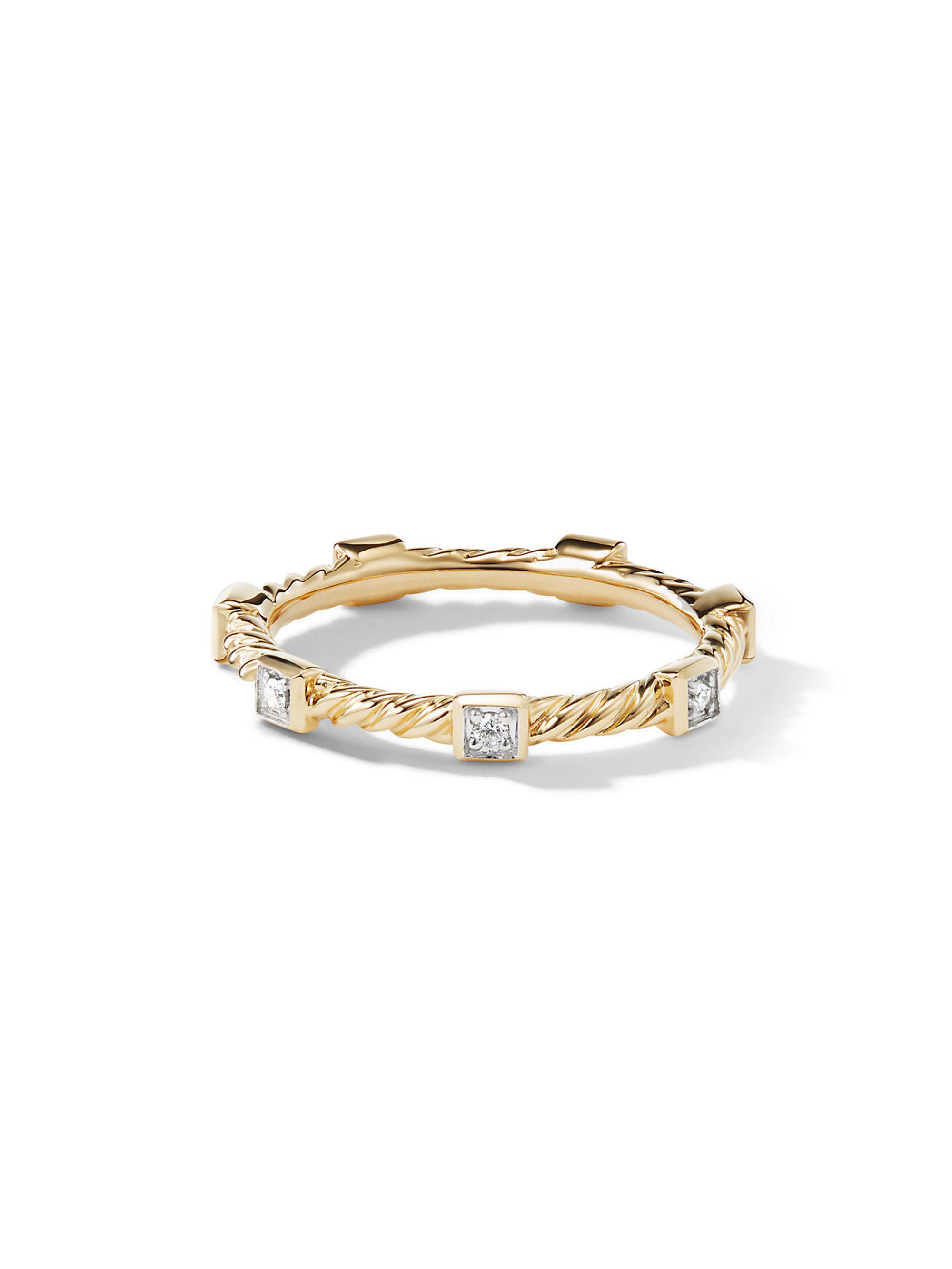David Yurman Women's Cable Collectibles Stations Stack Ring in 18K Yellow Gold - Gold