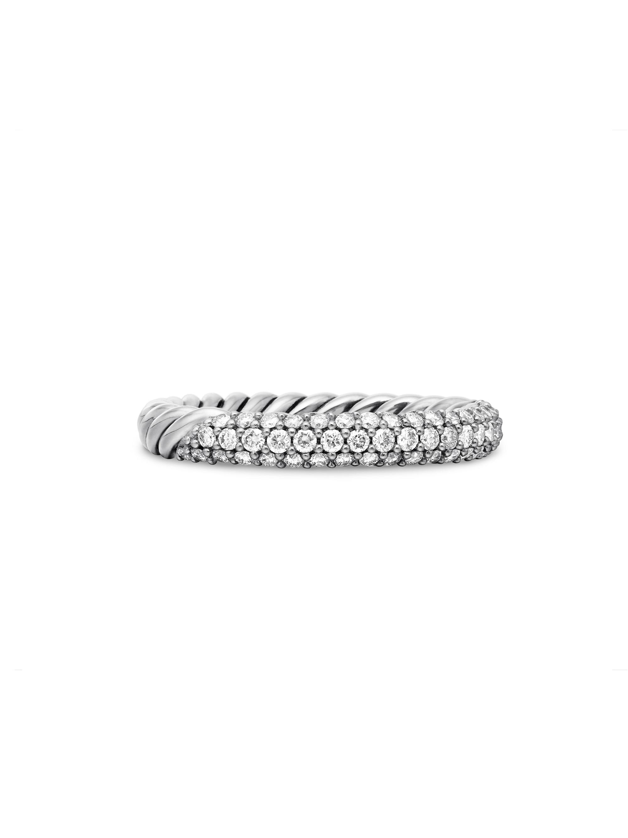 David Yurman Women's Petite Pavé Stack Ring with Diamonds - Sterling Silver
