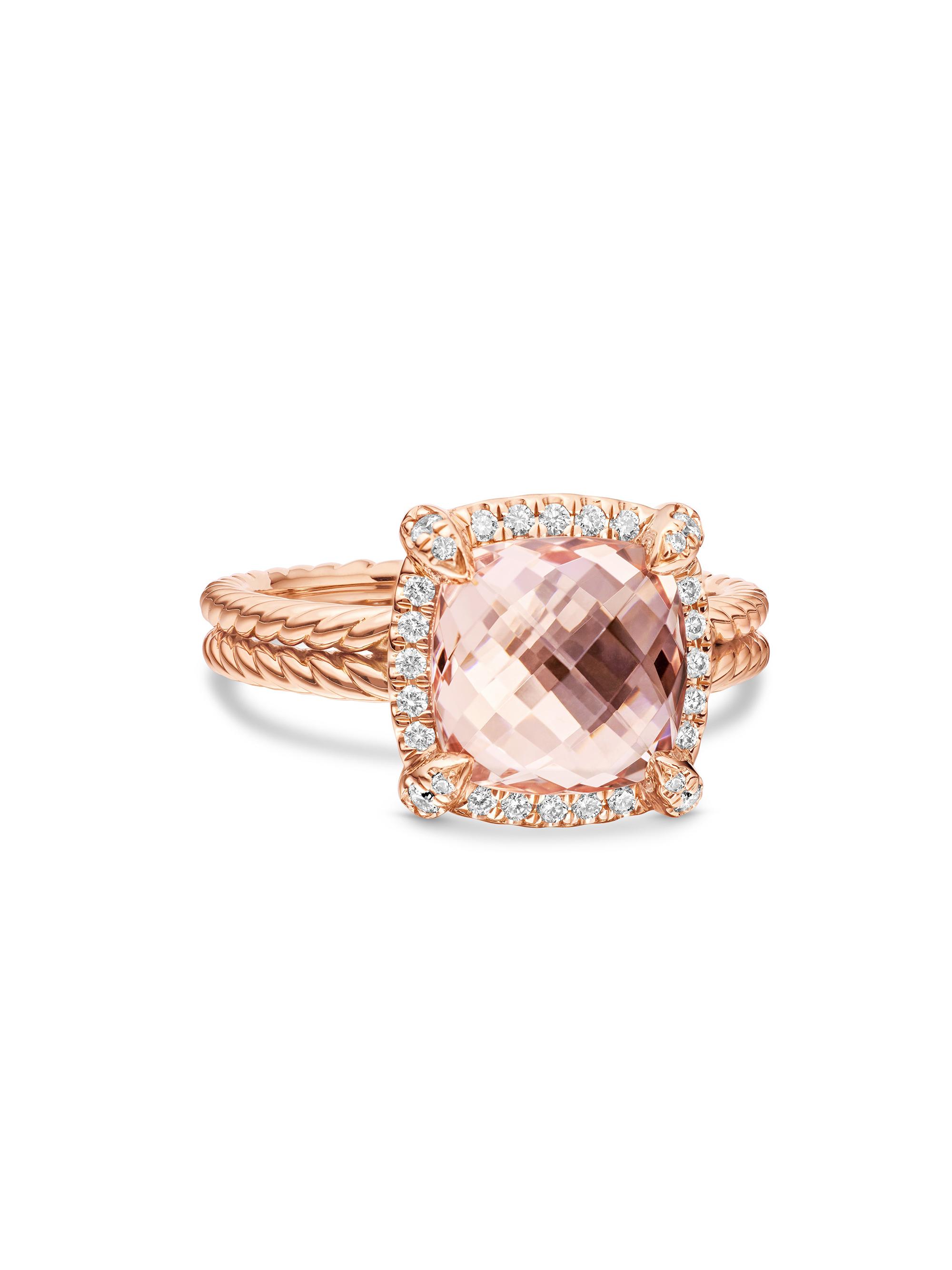David Yurman Women's Chatelaine Pavé Bezel Ring in 18K Rose Gold - Morganite