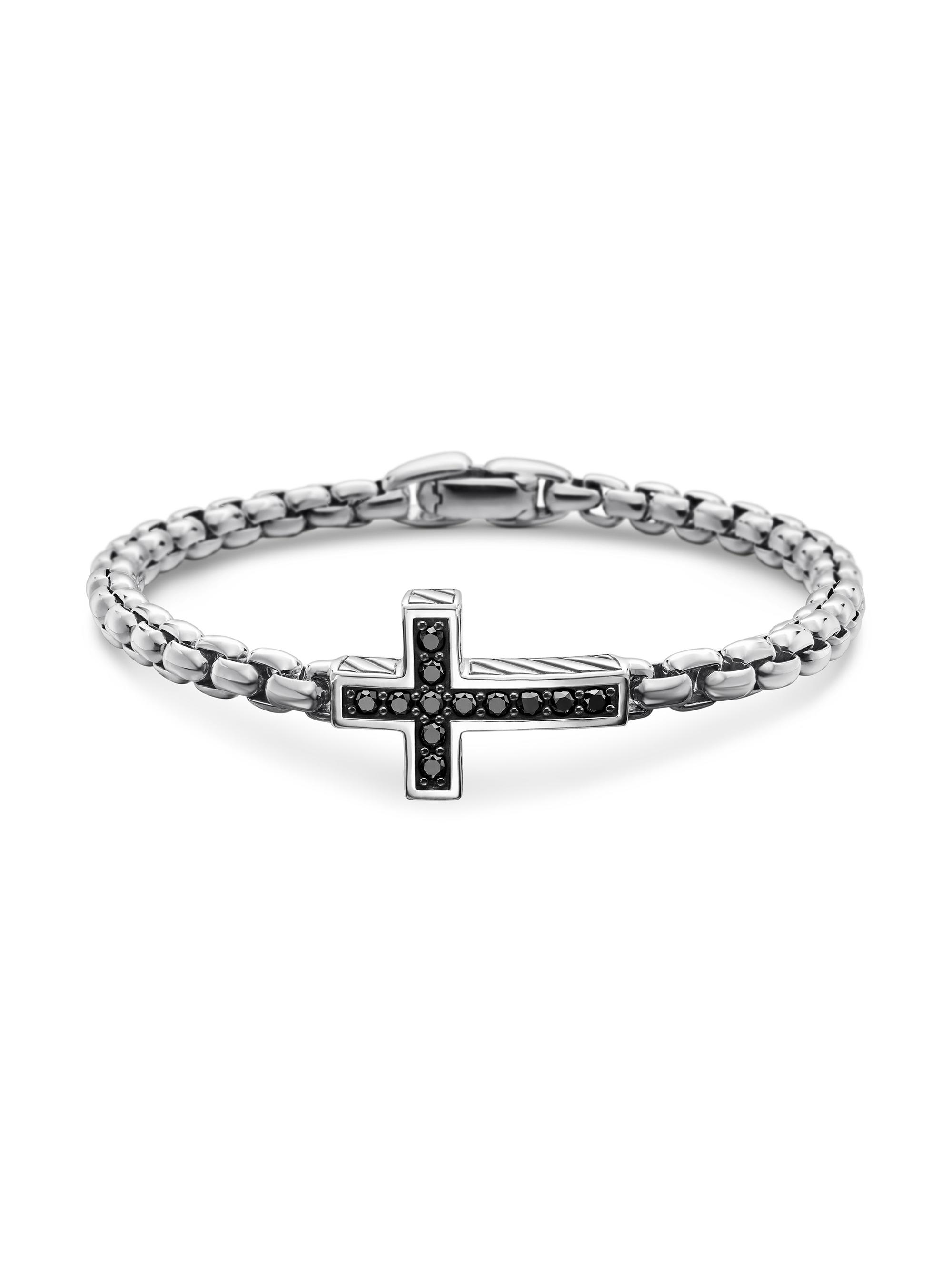 その他ブランド / DAVID YURMAN/ブレスレット/SV925/カラーストーン/BLK/メンズ/保存袋/十字架 David Yurman Pavé Cross Bracelet with Black Diamonds | Saks Fifth