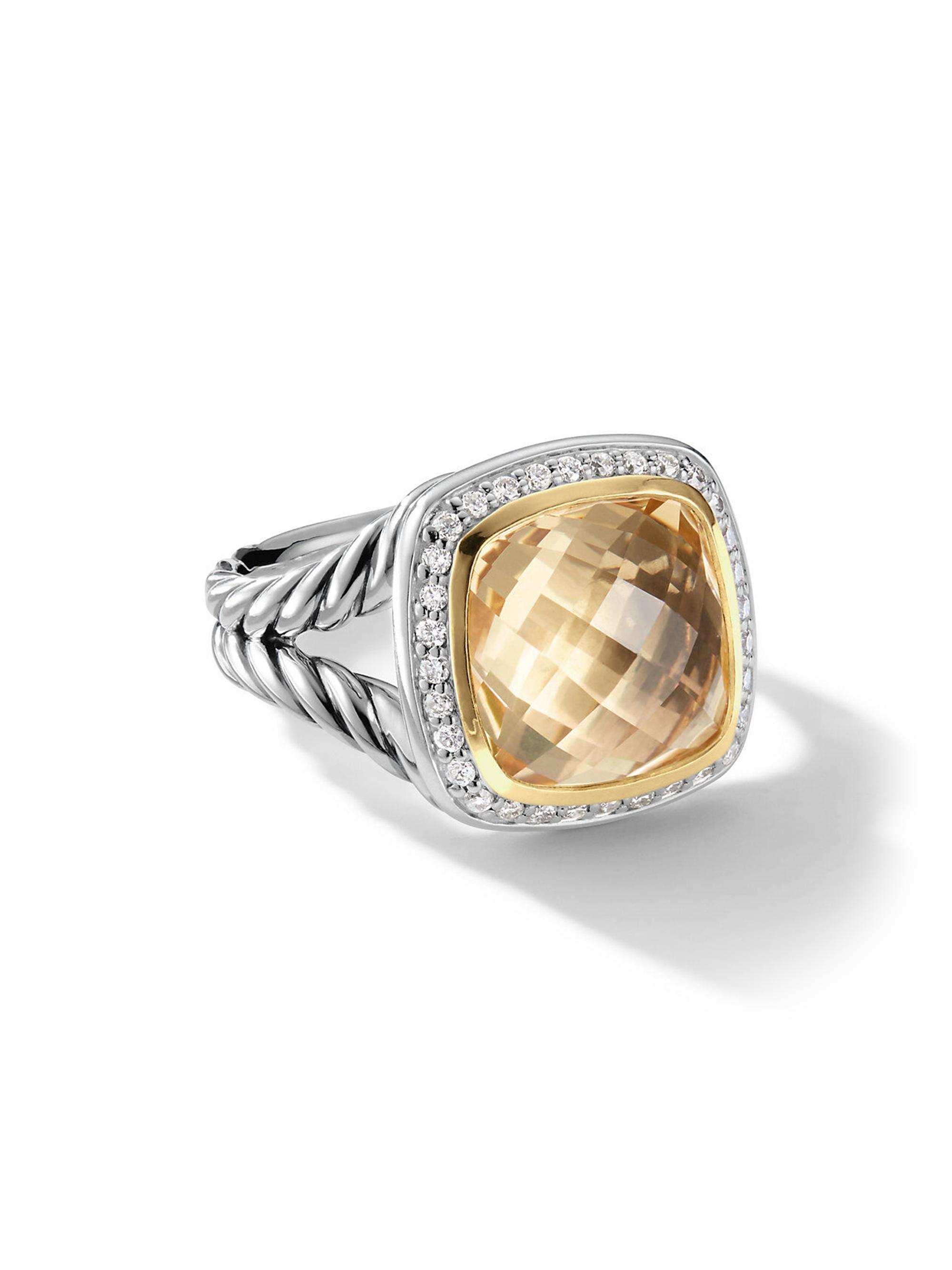 David Yurman Women's Albion Ring With Champagne Citrine, Pavé Diamonds And 18K Yellow Gold - Citrine