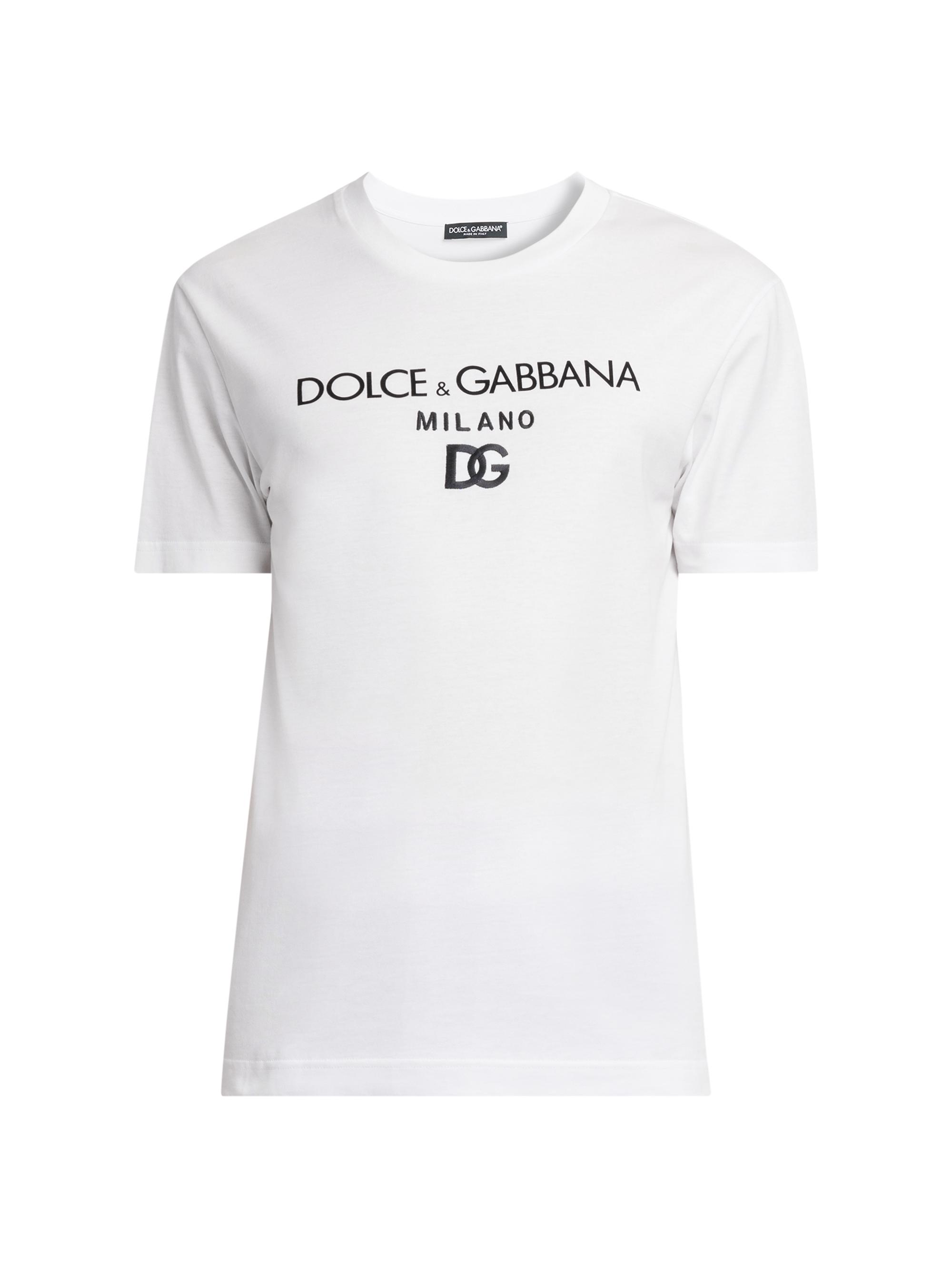 Dolce & Gabbana Men's Logo Embroidered Cotton T-Shirt - Bianco Ottico