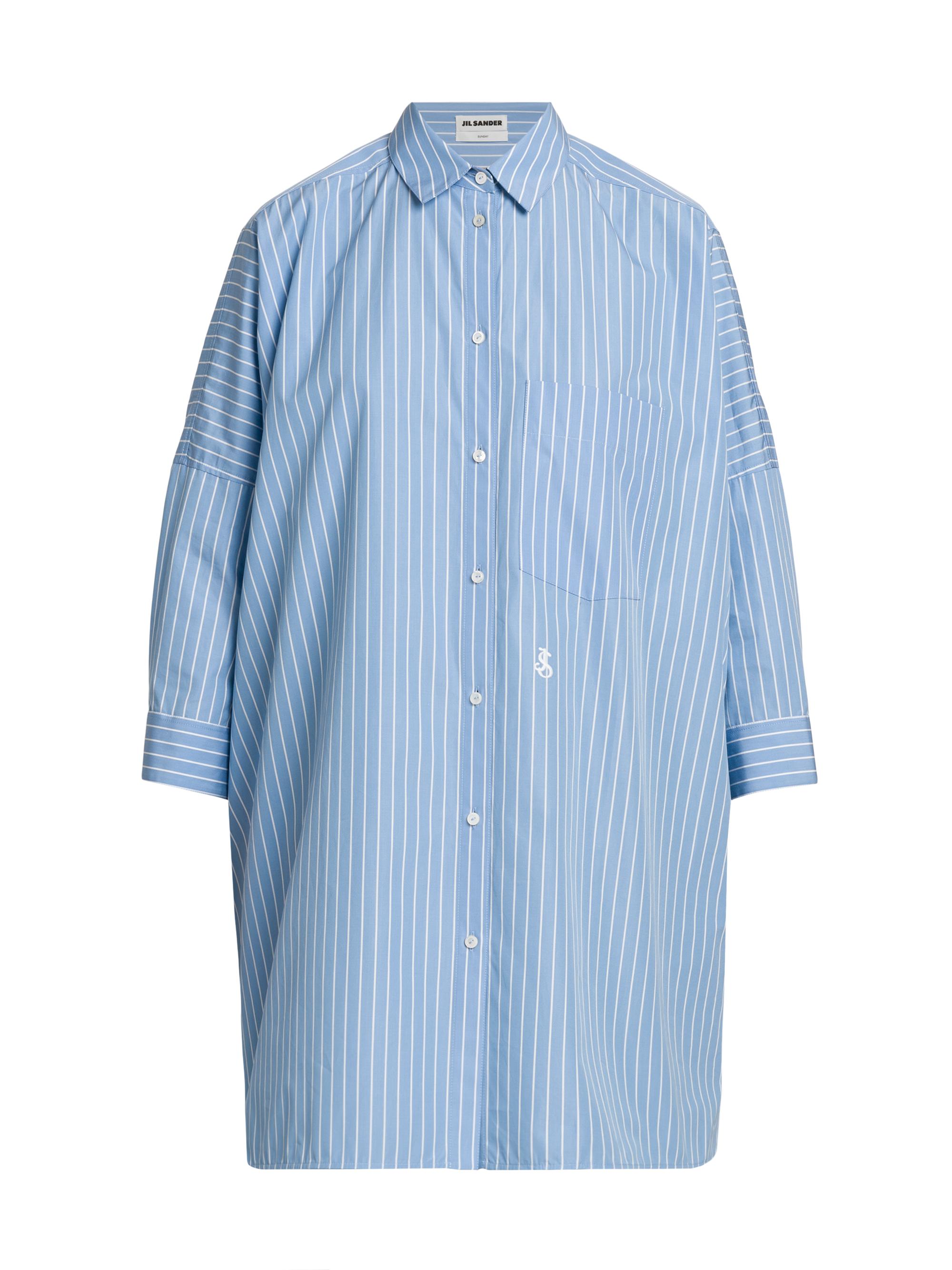 Jil Sander Women's Oversized Stripe Cotton Button-Front Shirt - Blue Sky