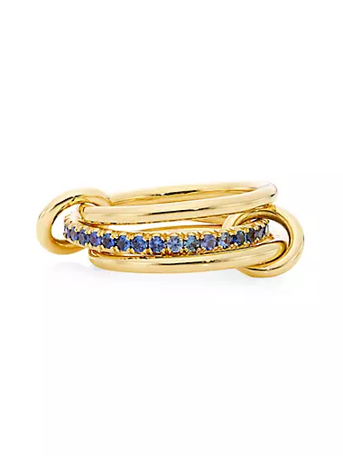 18K Yellow Gold & Blue Sapphire Three-Link Ring