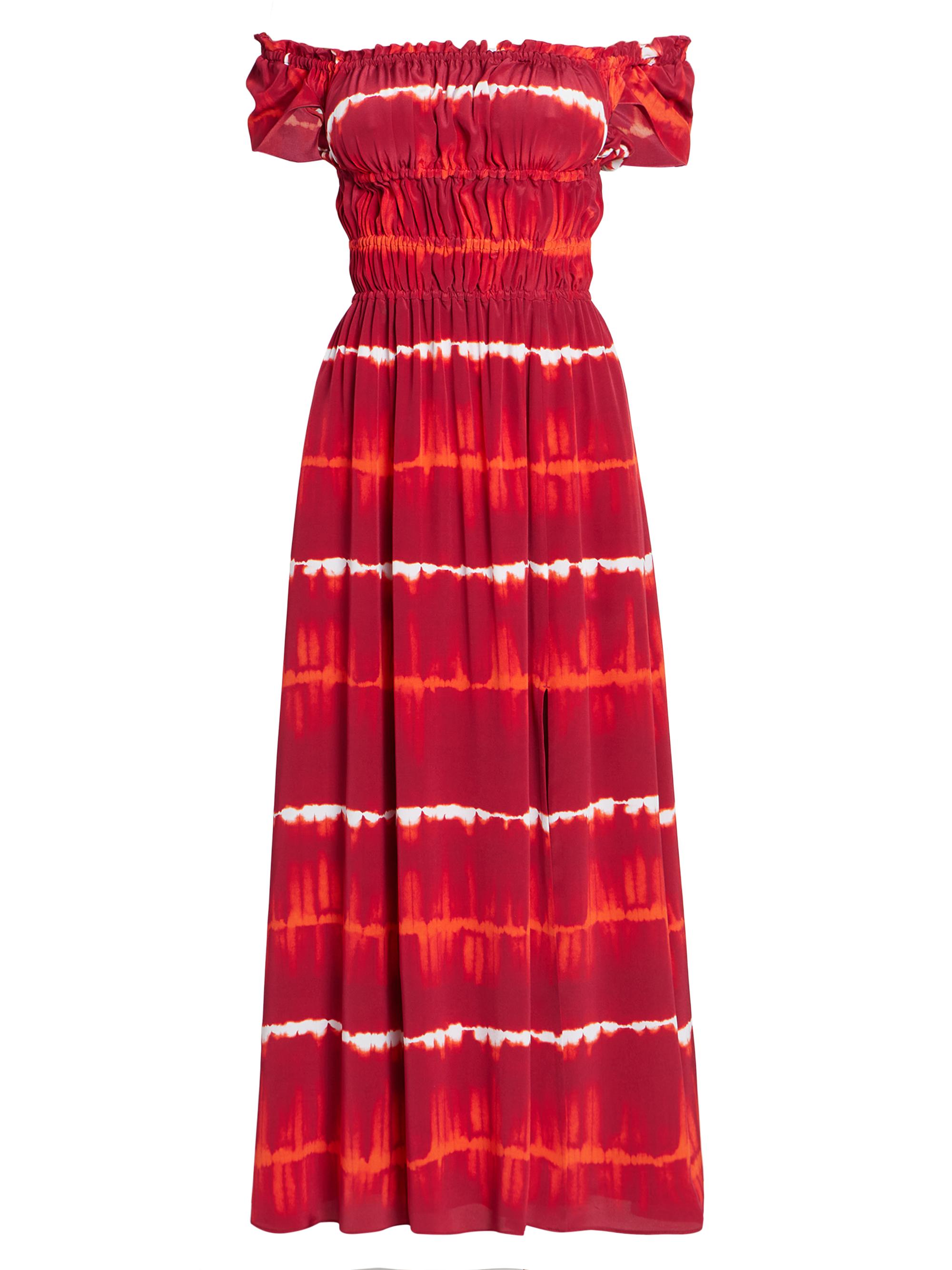 Altuzarra Lily Smocked Tie-Dye Silk Midi-Dress | Saks Fifth Avenue