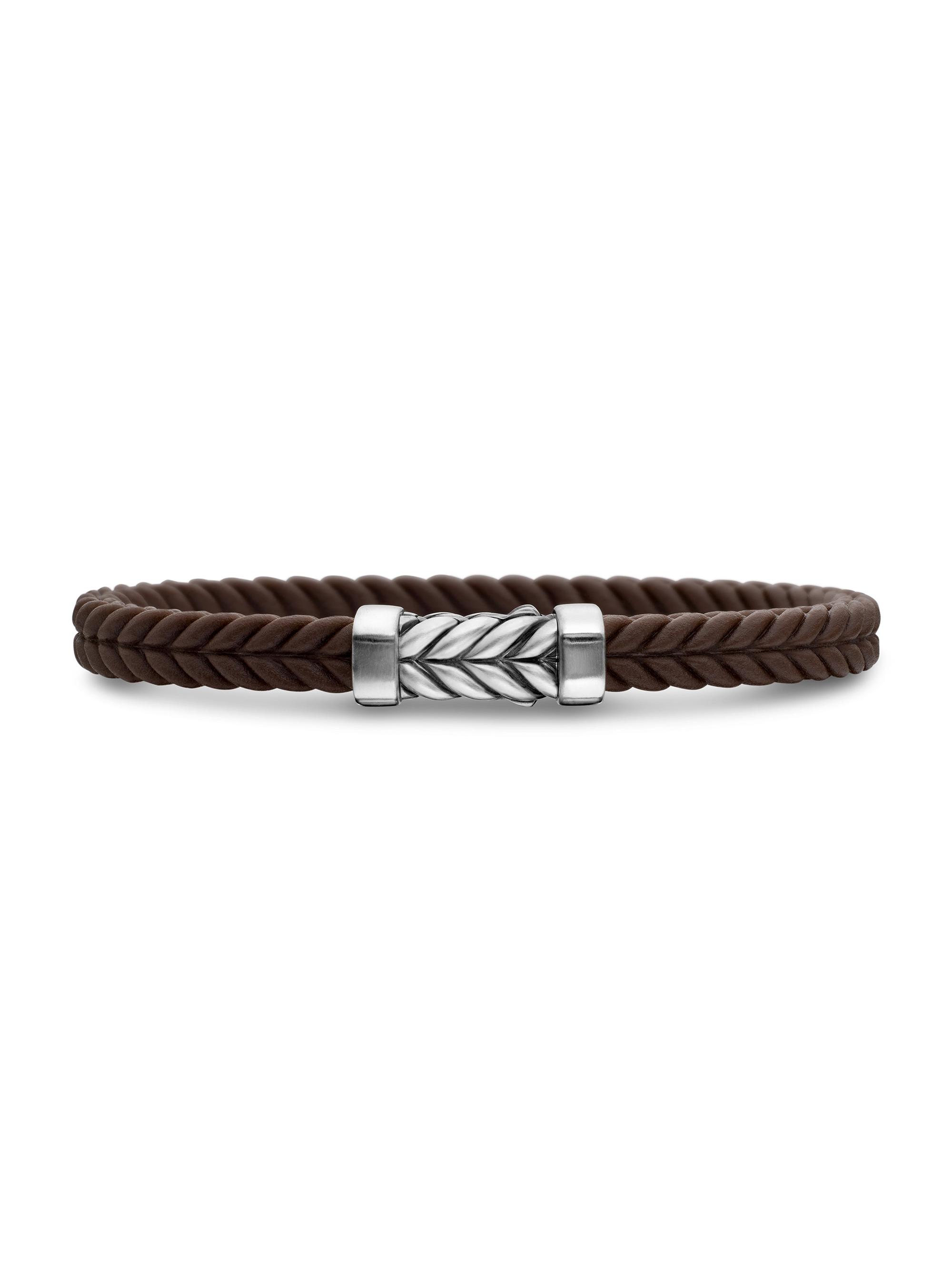 David Yurman Men's Chevron Rubber Bracelet - Brown