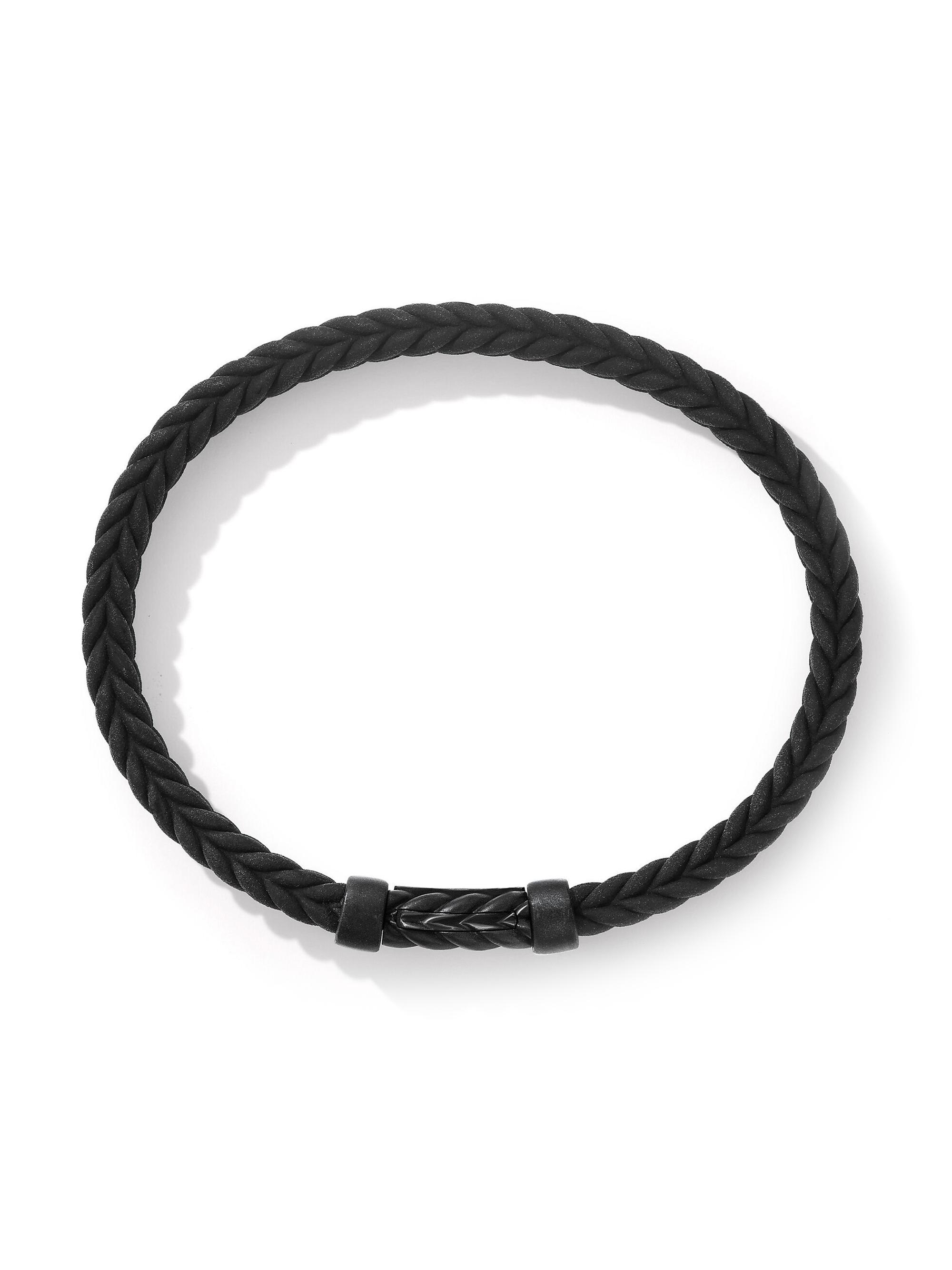 David Yurman Women's Chevron Black Rubber Bracelet with Black Titanium - Black