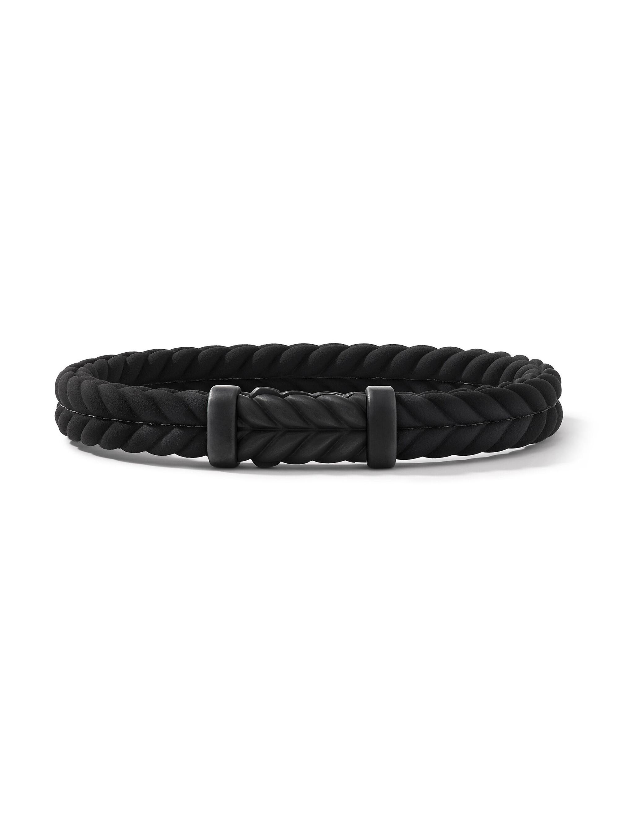 David Yurman Women's Chevron Black Rubber Bracelet with Black Titanium - Black