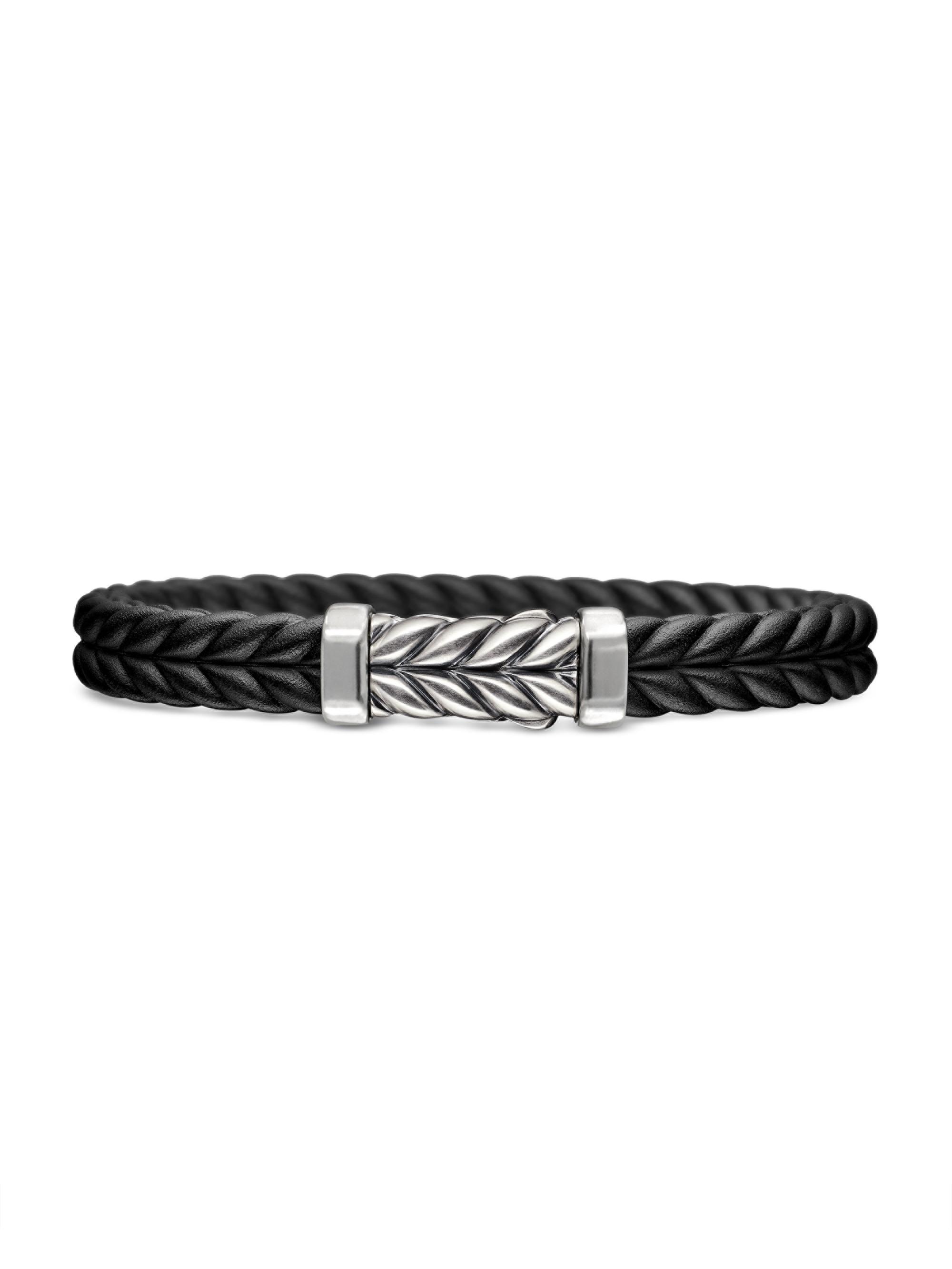 David Yurman Men's Chevron Bracelet in Brown Rubber - Black