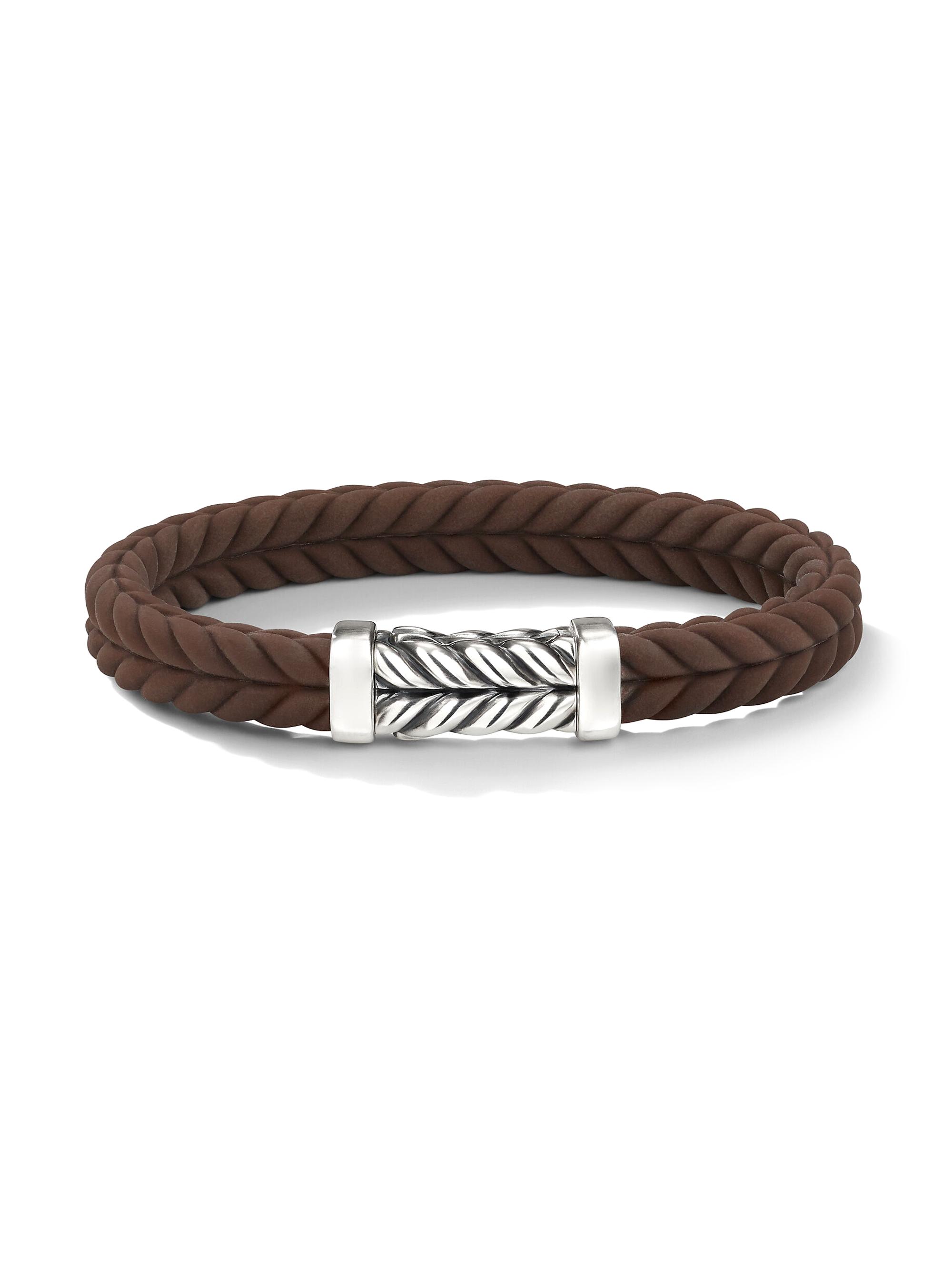 David Yurman Men's Chevron Bracelet in Brown Rubber - Brown
