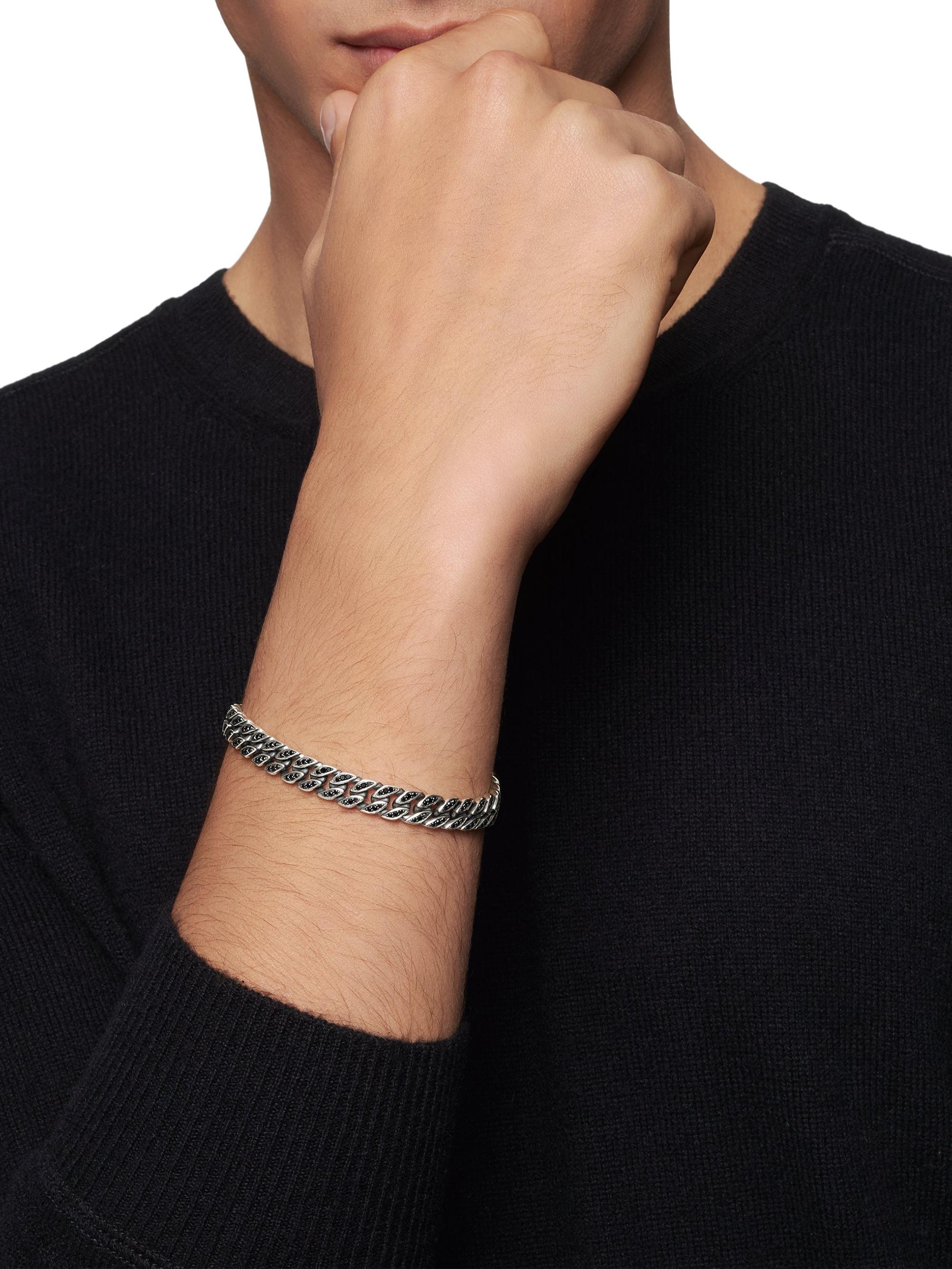 David Yurman Men's Curb Chain Bracelet in Sterling Silver - Black