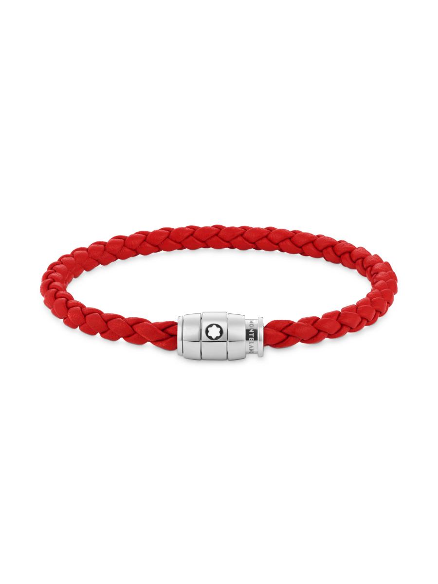 MontBlancワインレッド レザー ブレスレット Montblanc Braided Leather Bracelet | Saks Fifth Avenue
