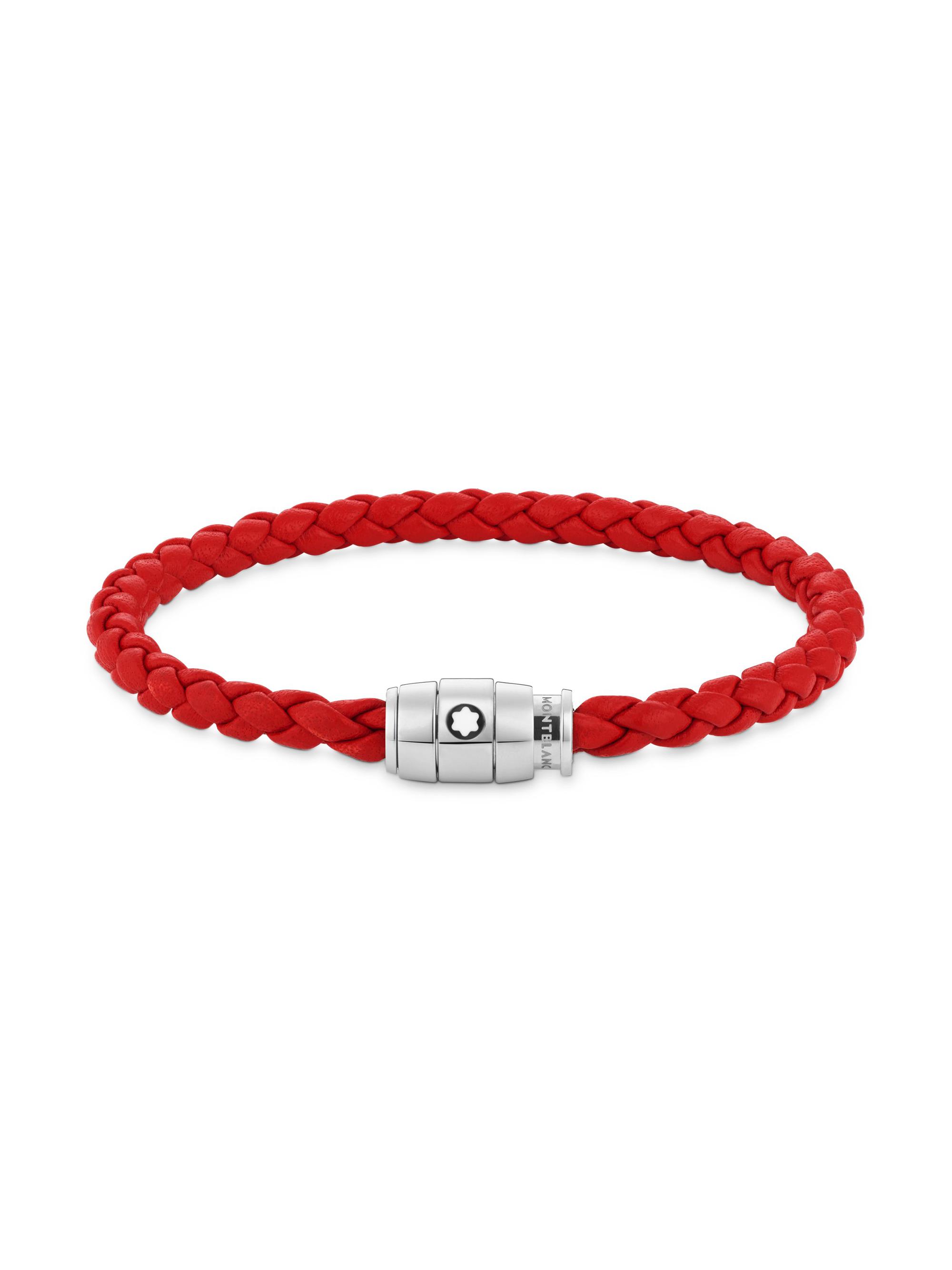 Montblanc Men's Braided Leather Bracelet - Red