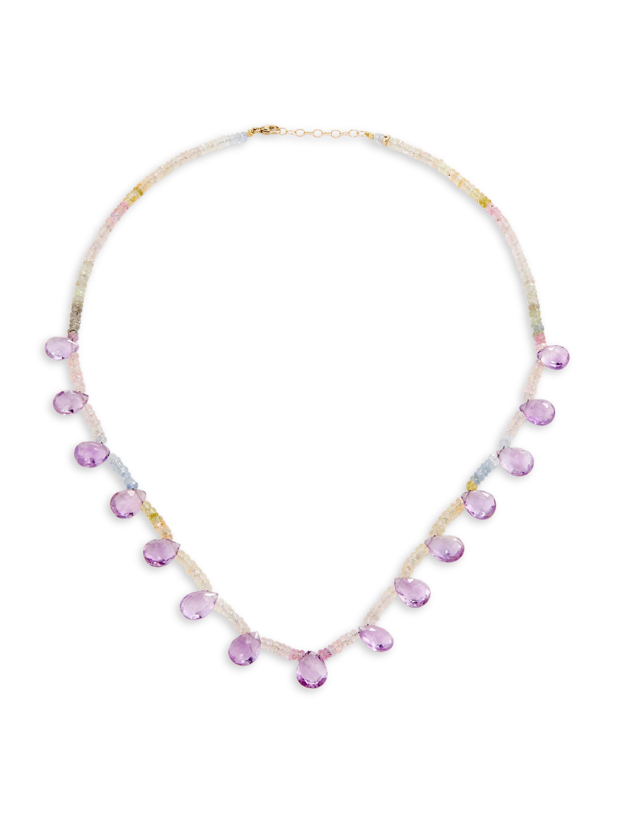 Jia Jia Women's Arizona 14K Yellow Gold, Pastel Sapphire & Pink Amethyst Necklace - Sapphire Pink