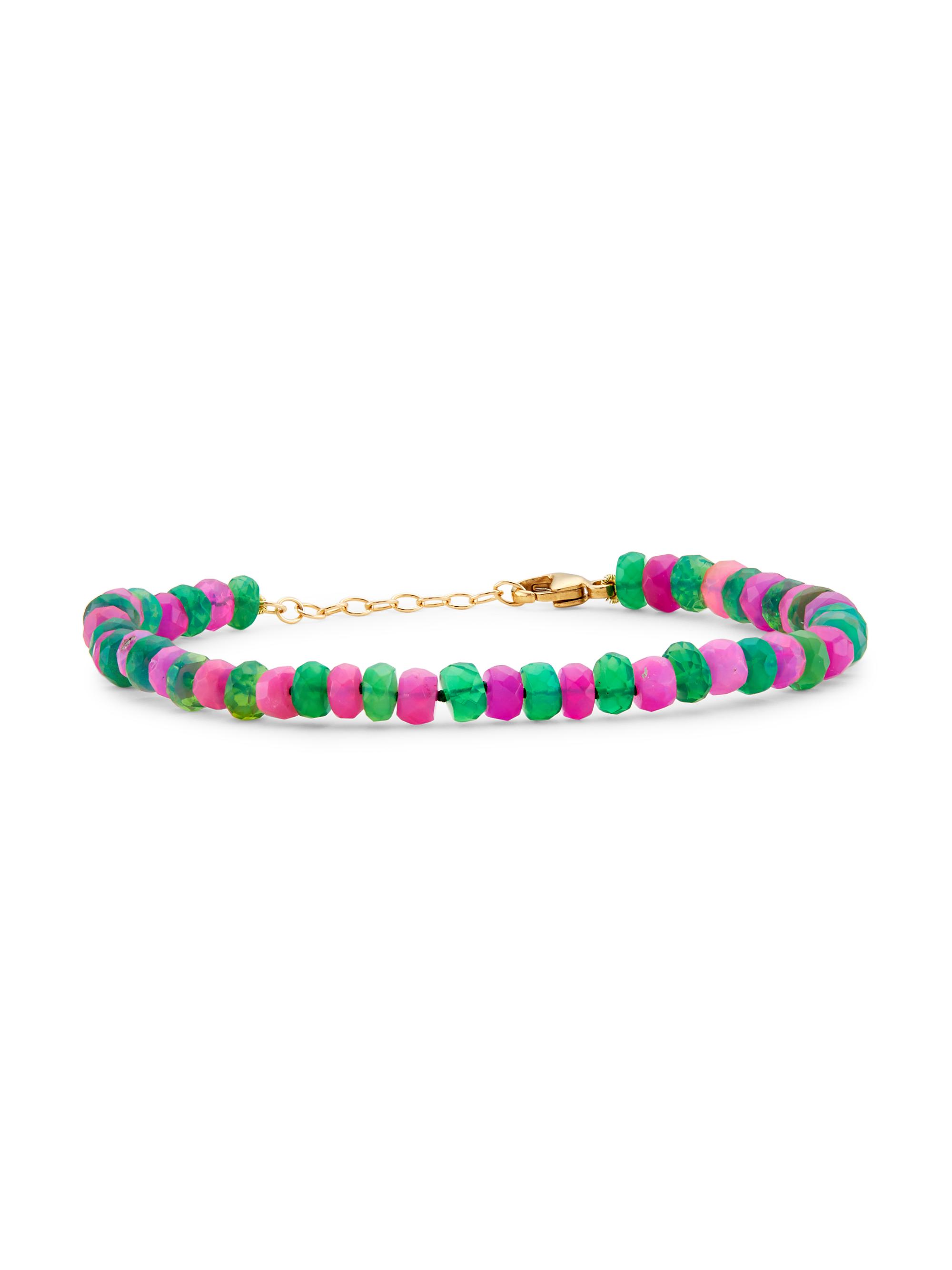 Jia Jia Women's Soleil 14K Yellow Gold & Opal Beaded Bracelet - Green Fuschia