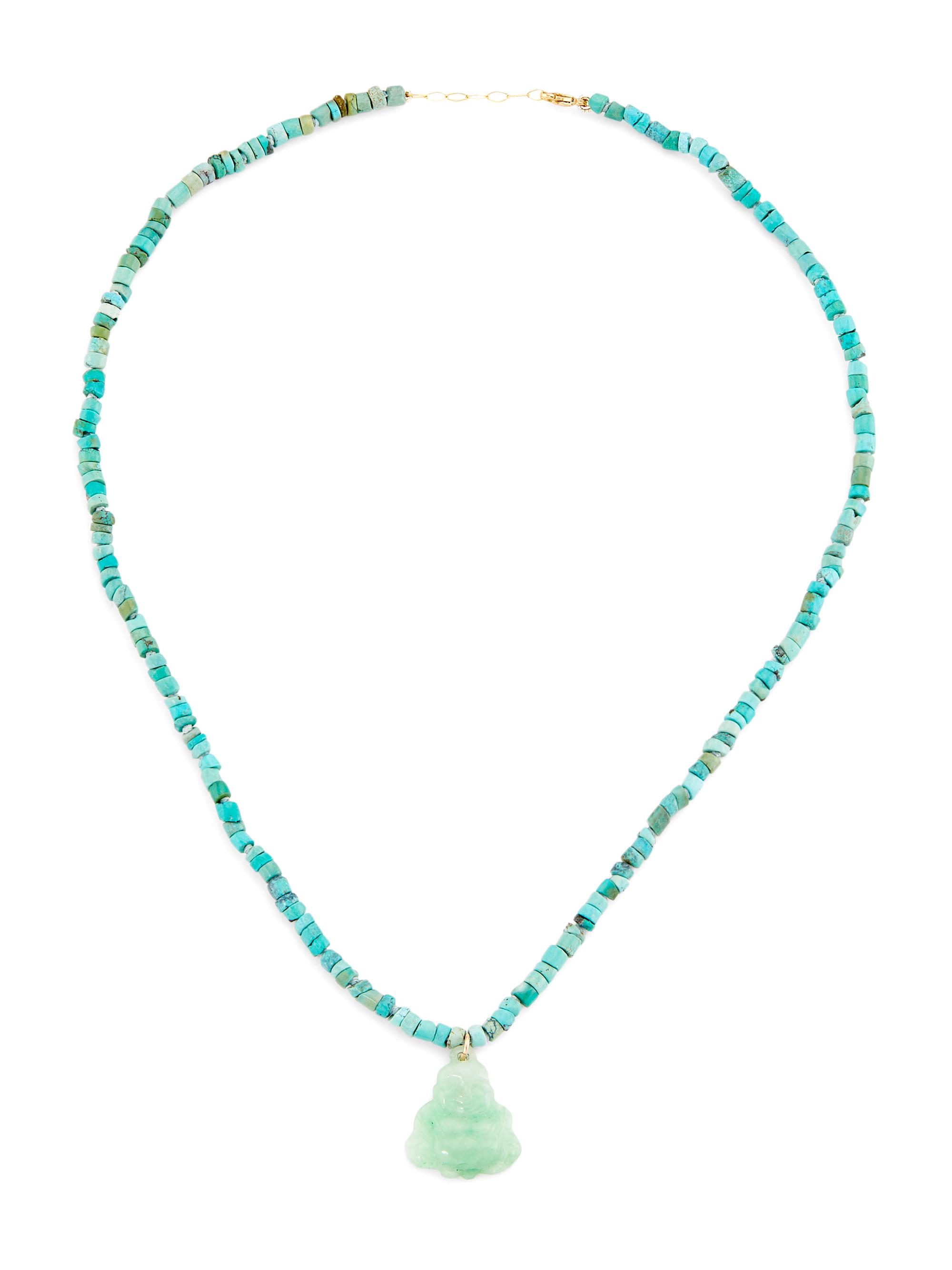 Jia Jia Women's 14K Gold, Jade & Turquoise Buddha Pendant Necklace - Turquoise Jade