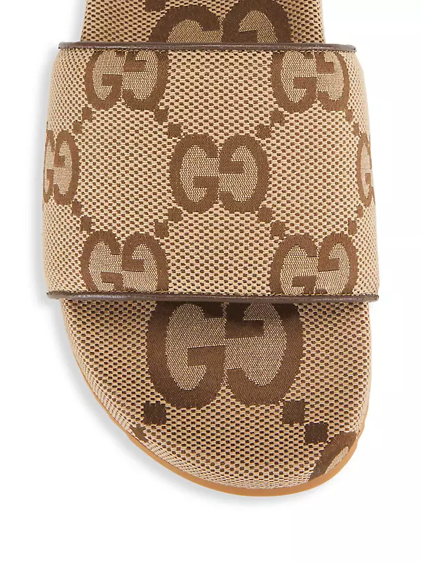 GG Leather-Trimmed Slides