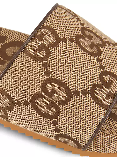 GUCCI Beige GG Canvas Brown Leather Trim Belt Sz 85/34(6US) - The