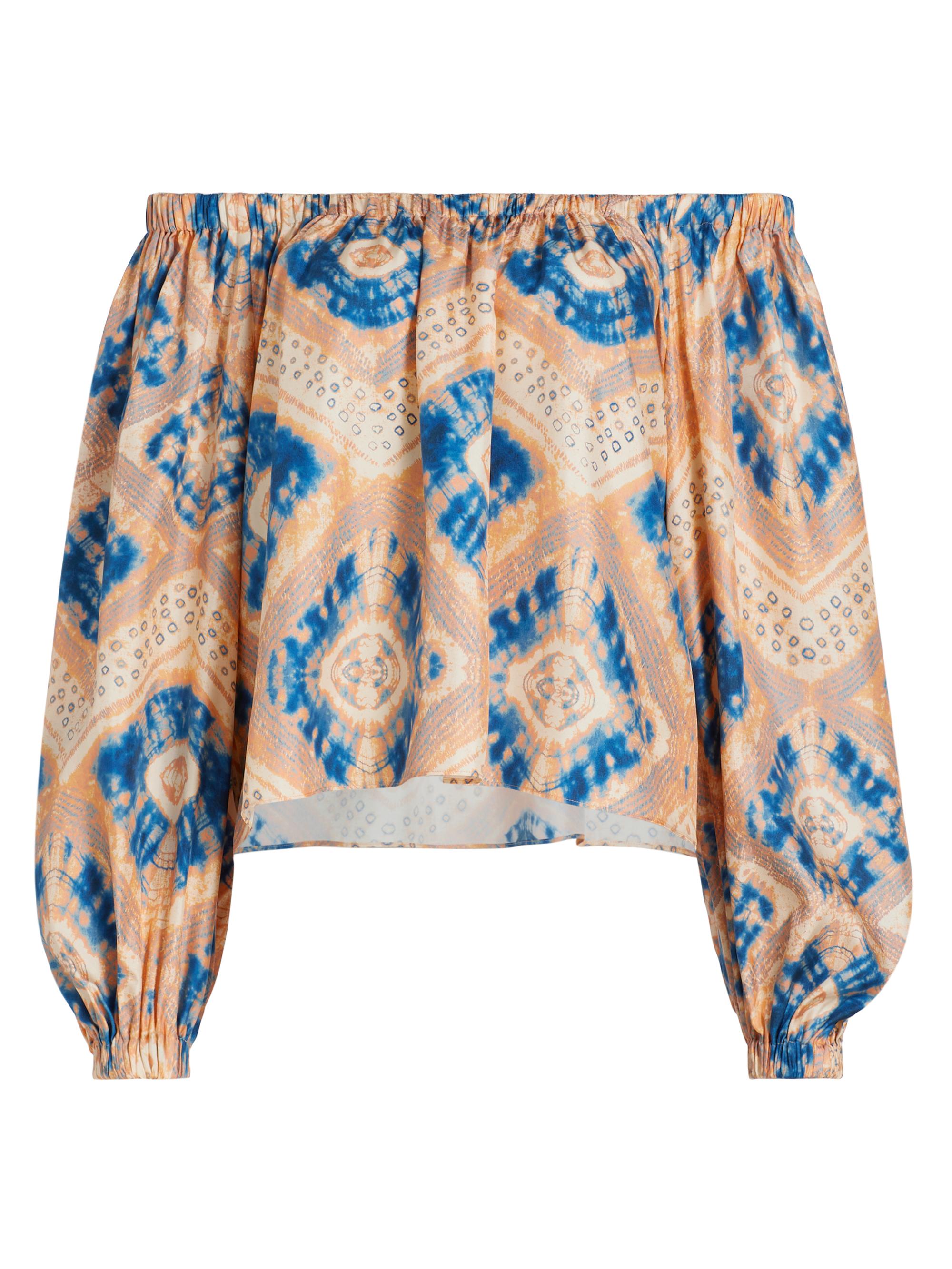 Ulla Johnson Women's Nadya Printed Silk Off-the-Shoulder Blouse - Fossil