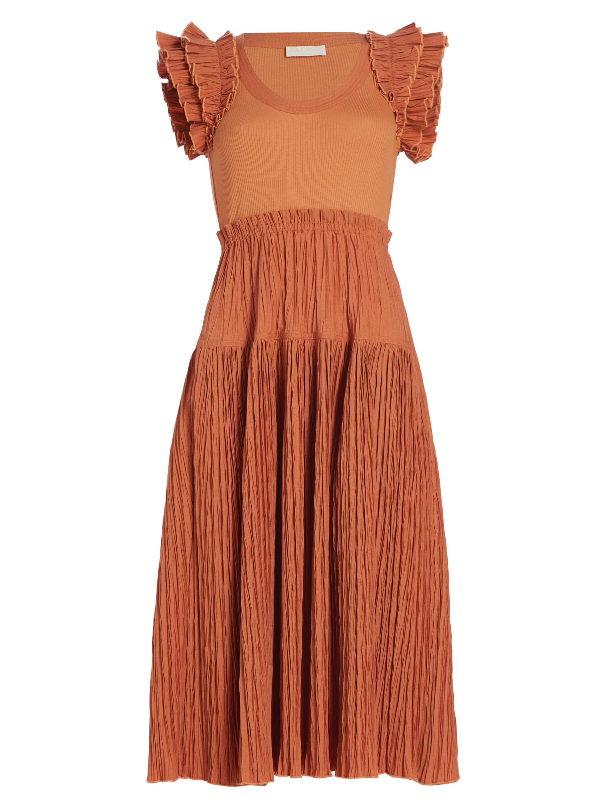 Ulla Johnson Women's Virginia Ruffled Tiered Midi-Dress - Chestnut