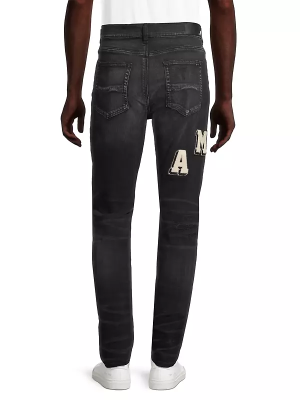 AMIRI Paint Splatter Patched Jeans Aged Black Men's - US