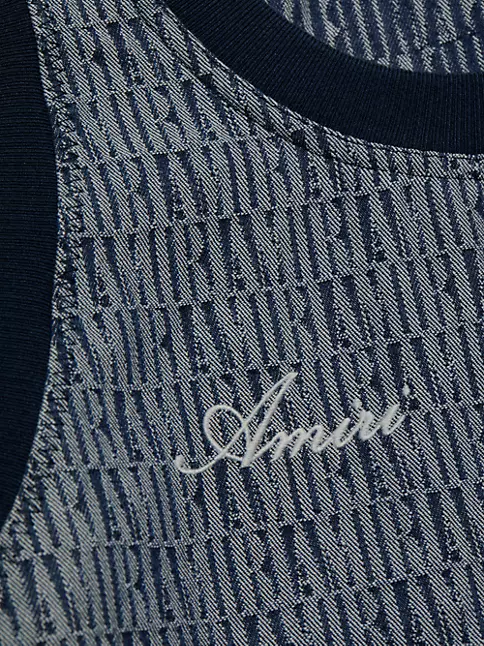 Denim Monogram Jacquard Knit Tank Top - Ready-to-Wear