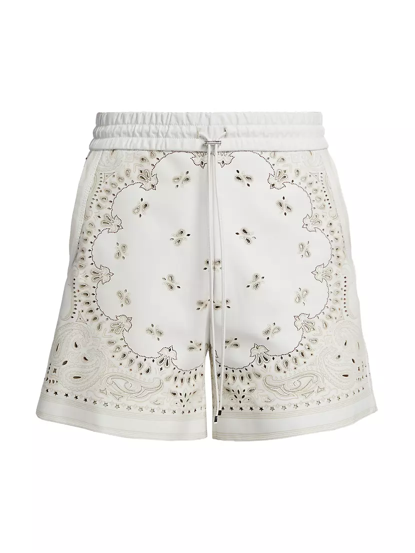 Shop Amiri Bandana Leather Shorts | Saks Fifth Avenue