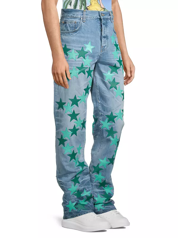 Teenage Girls Jeans 2024 Spring New Paste Cloth Five-pointed Star