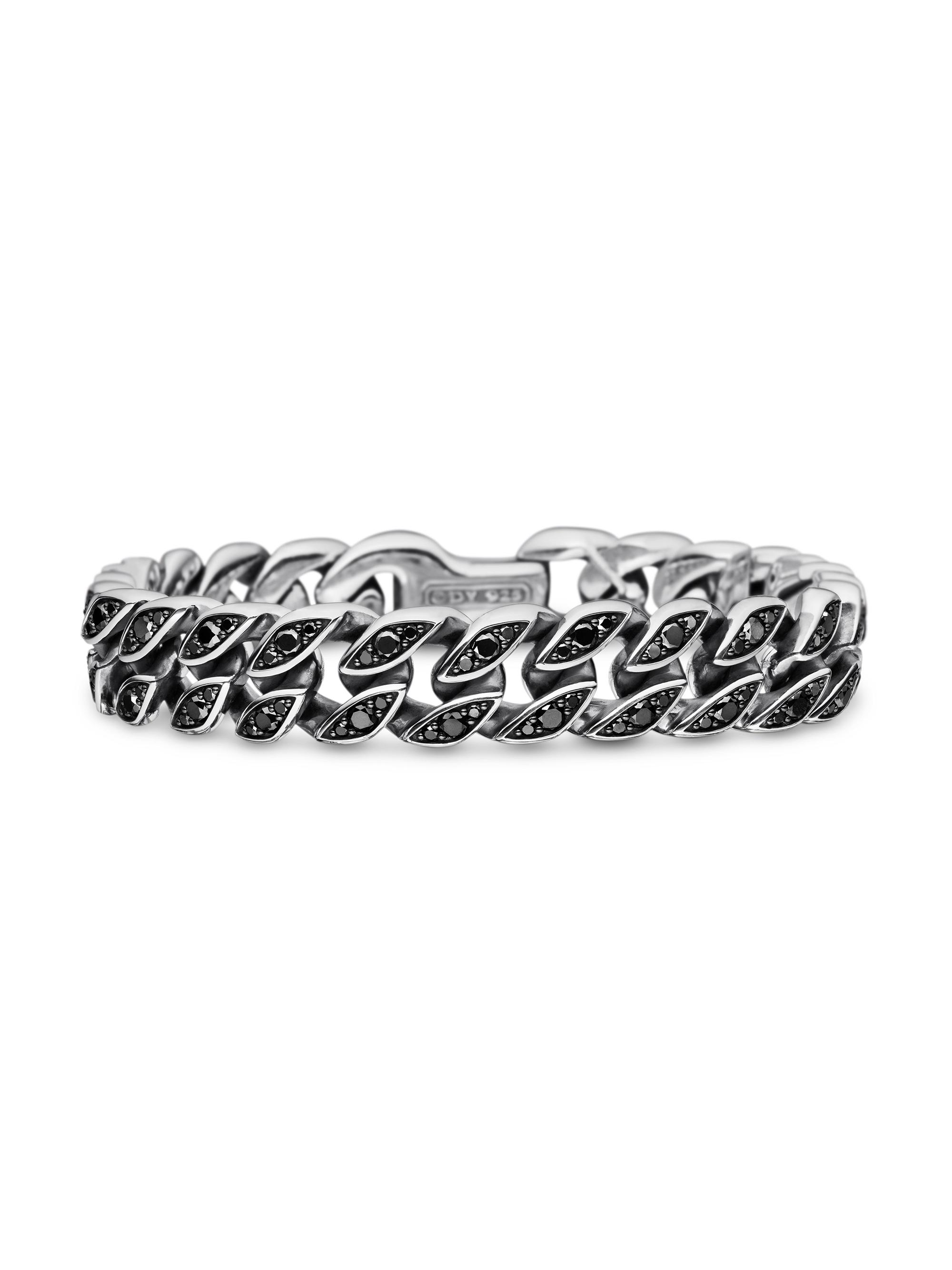 David Yurman Men's Curb Chain Bracelet in Sterling Silver - Black
