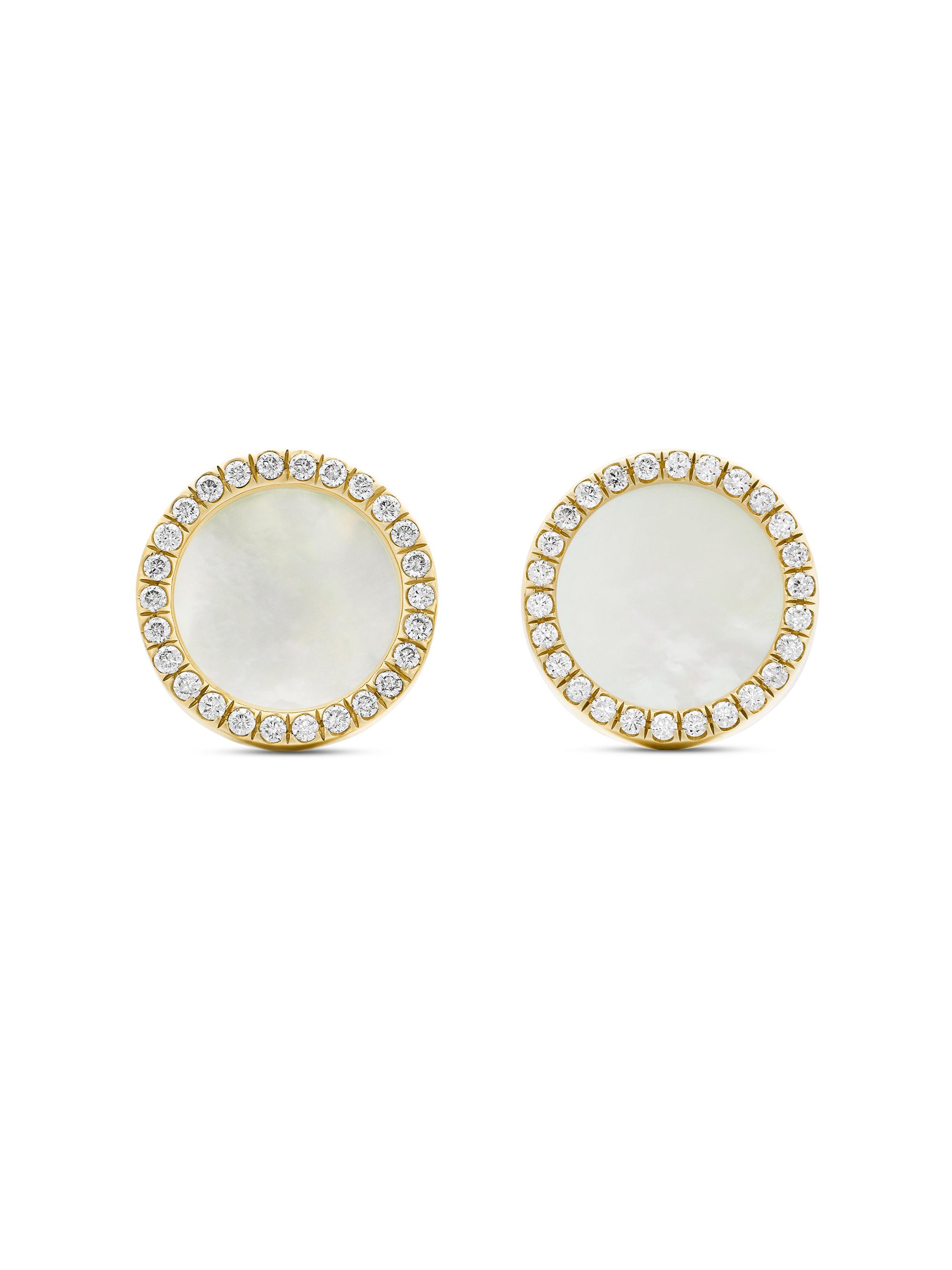 David Yurman Women's Petite DY Elements Stud Earrings in 18K Yellow Gold - Mother Of Pearl