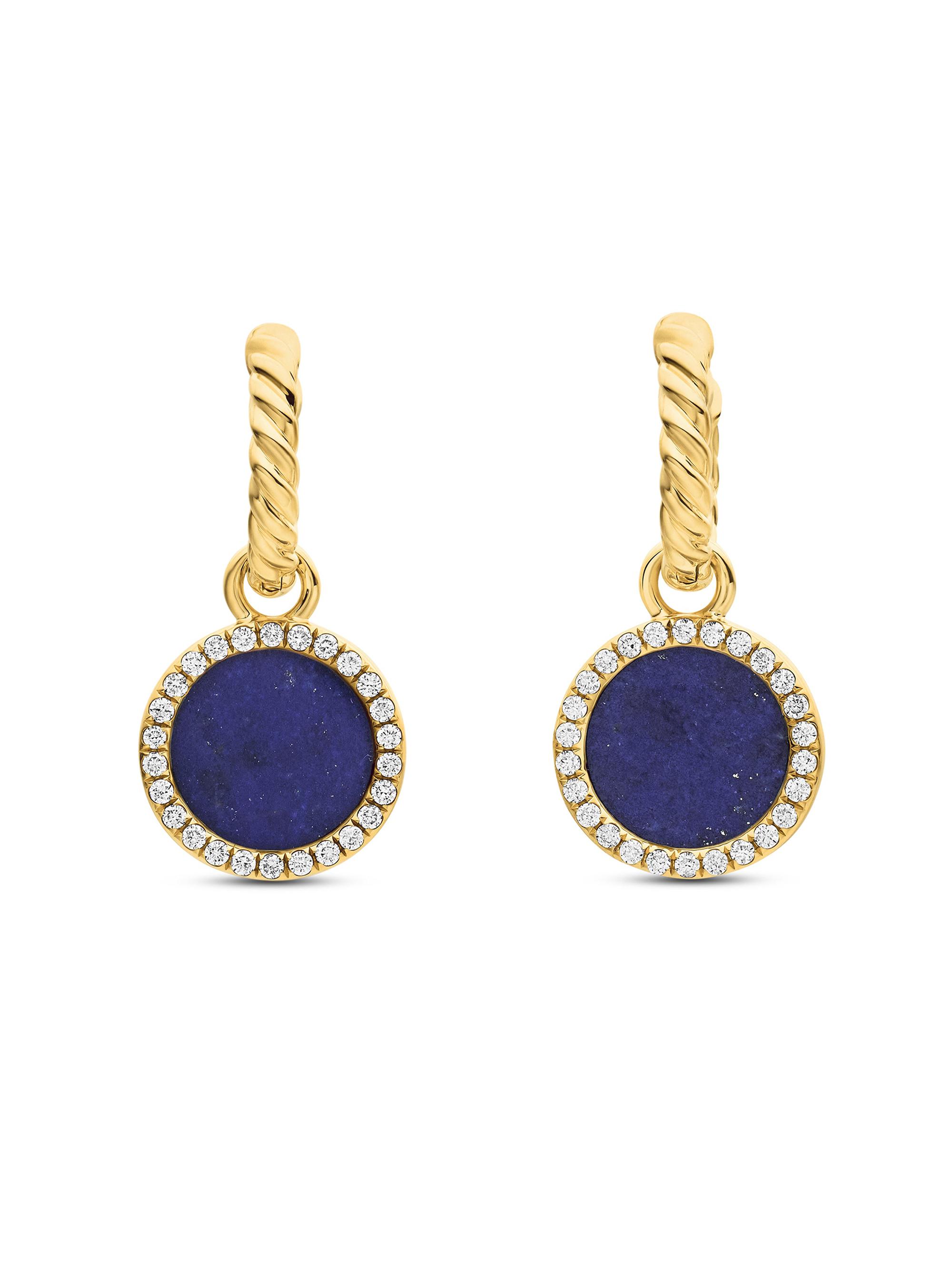 David Yurman Women's Petite DY Elements Drop Earrings in 18K Yellow Gold with Pavé Diamonds - Lapis Lazuli