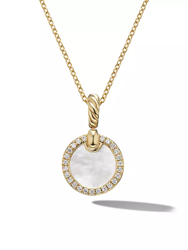 Petite DY Elements® Pendant Necklace in 18K Yellow Gold with Pavé Diamonds