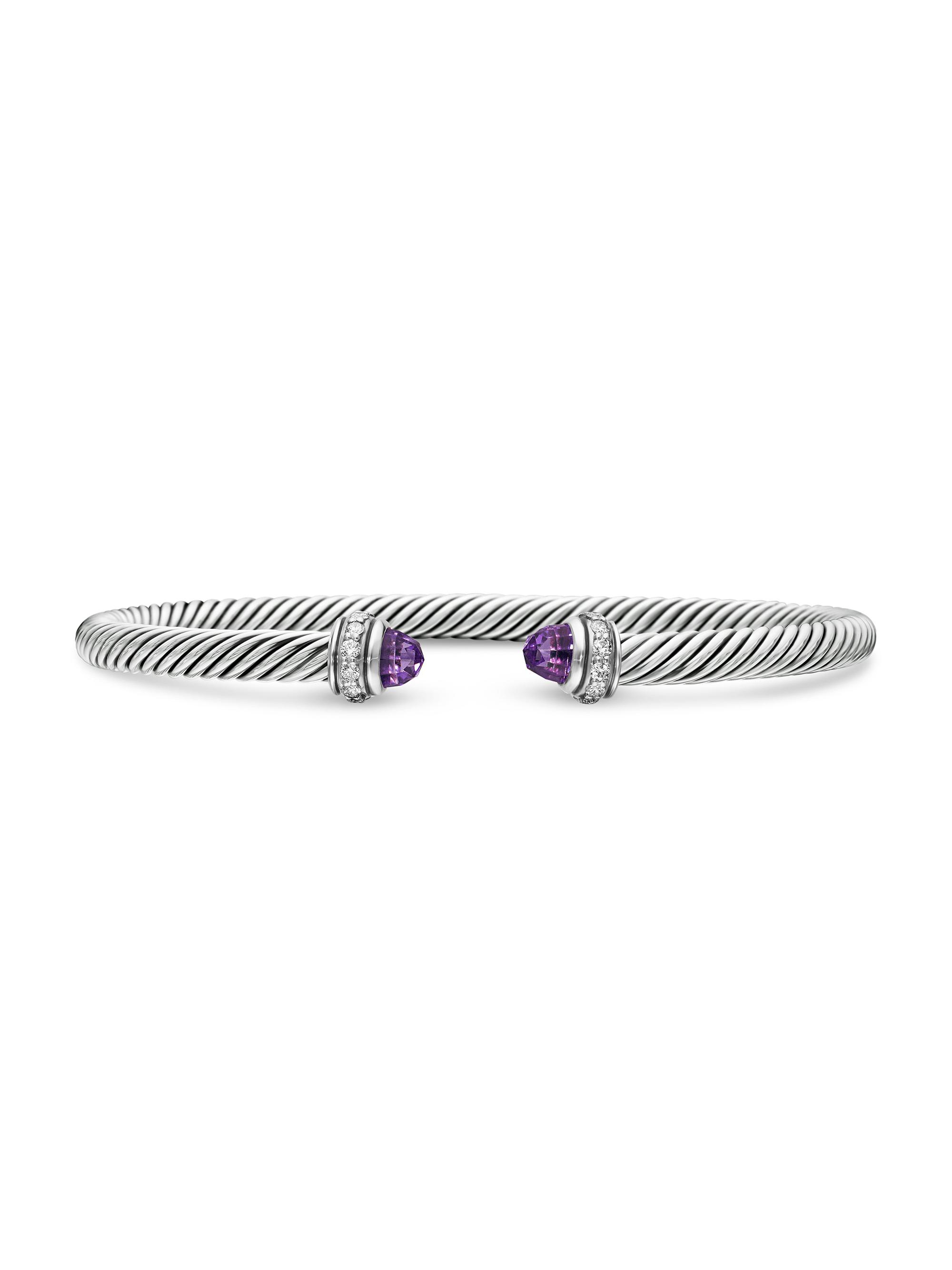 David Yurman Women's Classic Cable Bracelet in Sterling Silver - Amethyst