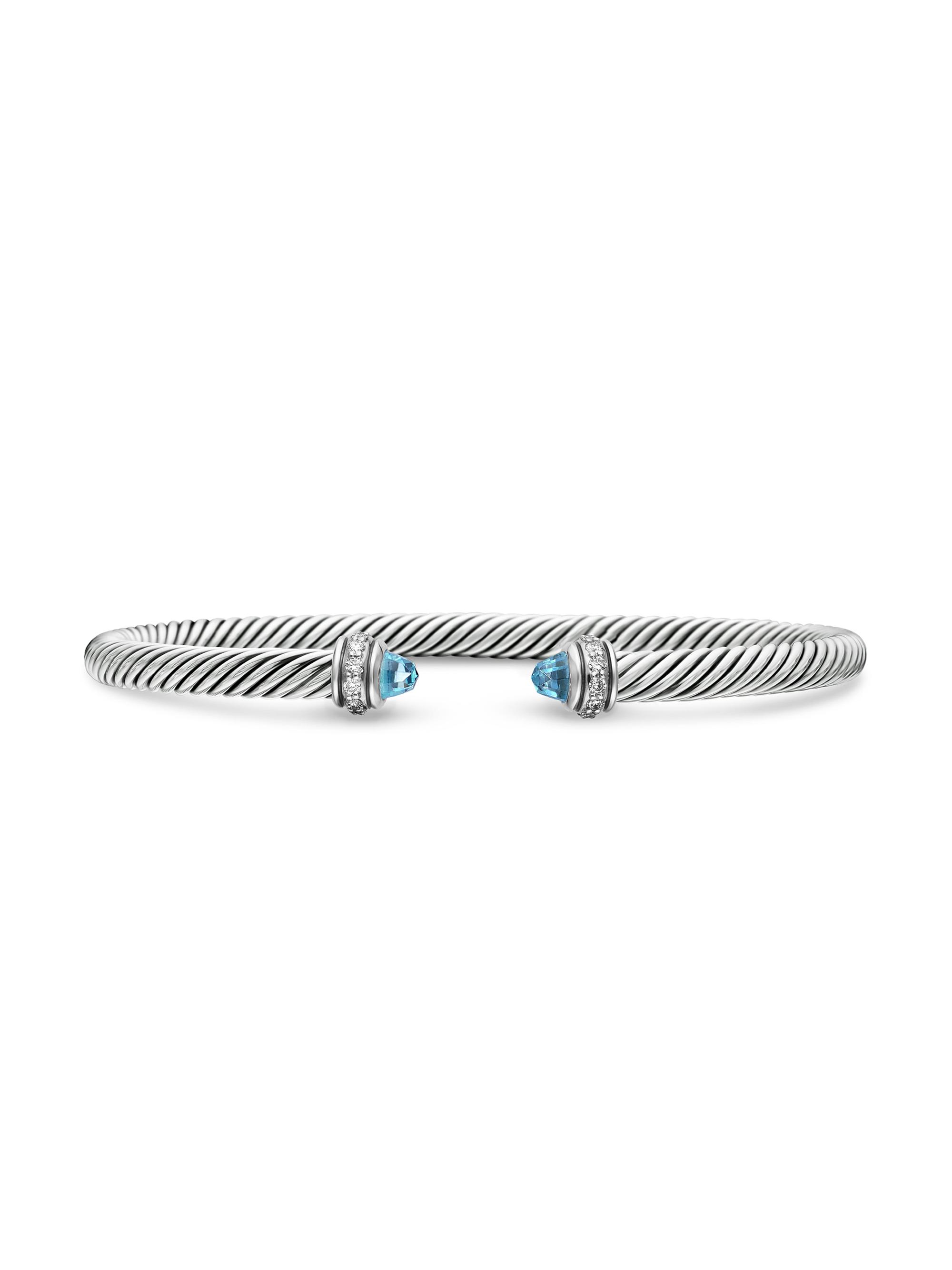 David Yurman Women's Classic Cable Bracelet in Sterling Silver - Blue Topaz