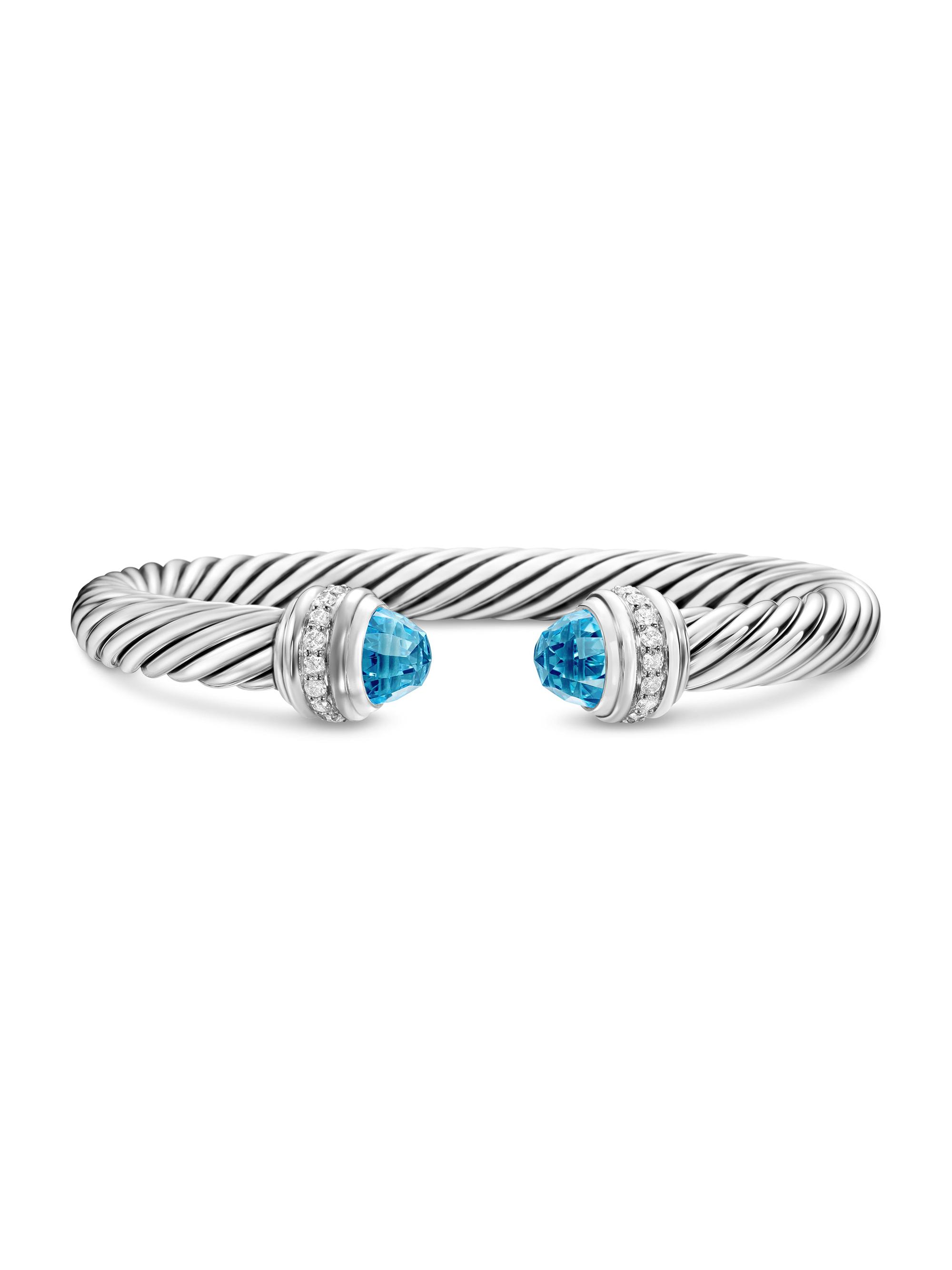 David Yurman Women's Classic Cable Bracelet in Sterling Silver - Blue Topaz