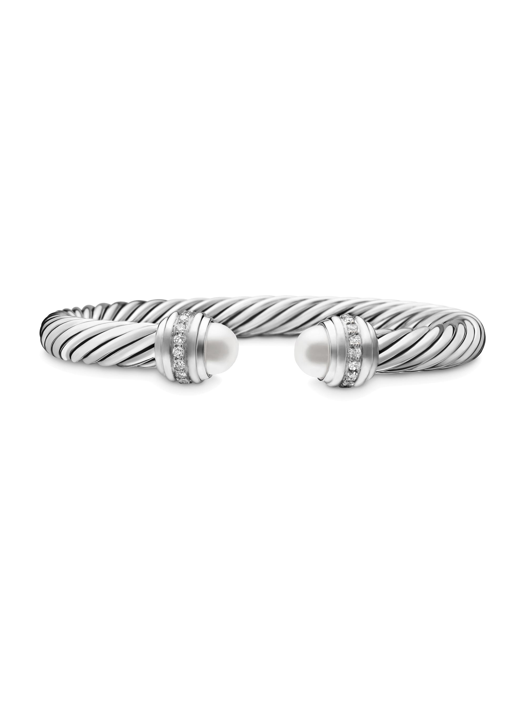 David Yurman Women's Classic Cable Bracelet in Sterling Silver - Pearl