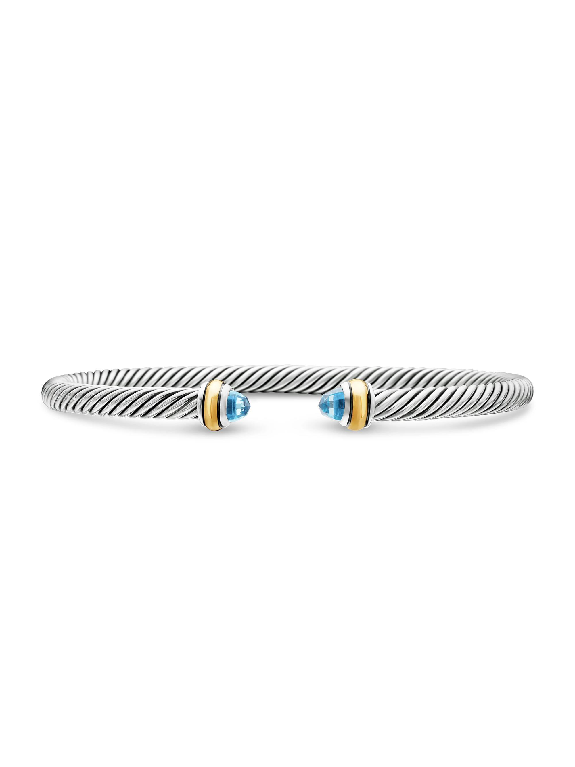 David Yurman Women's Cable Classics Color Bracelet with 18K Yellow Gold - Blue Topaz