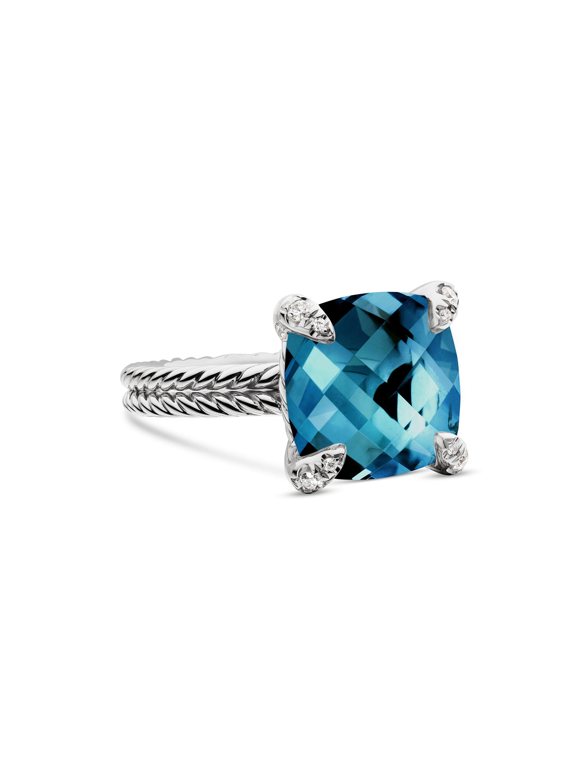 David Yurman Women's Chatelaine Ring in Sterling Silver - Hampton Blue Topaz