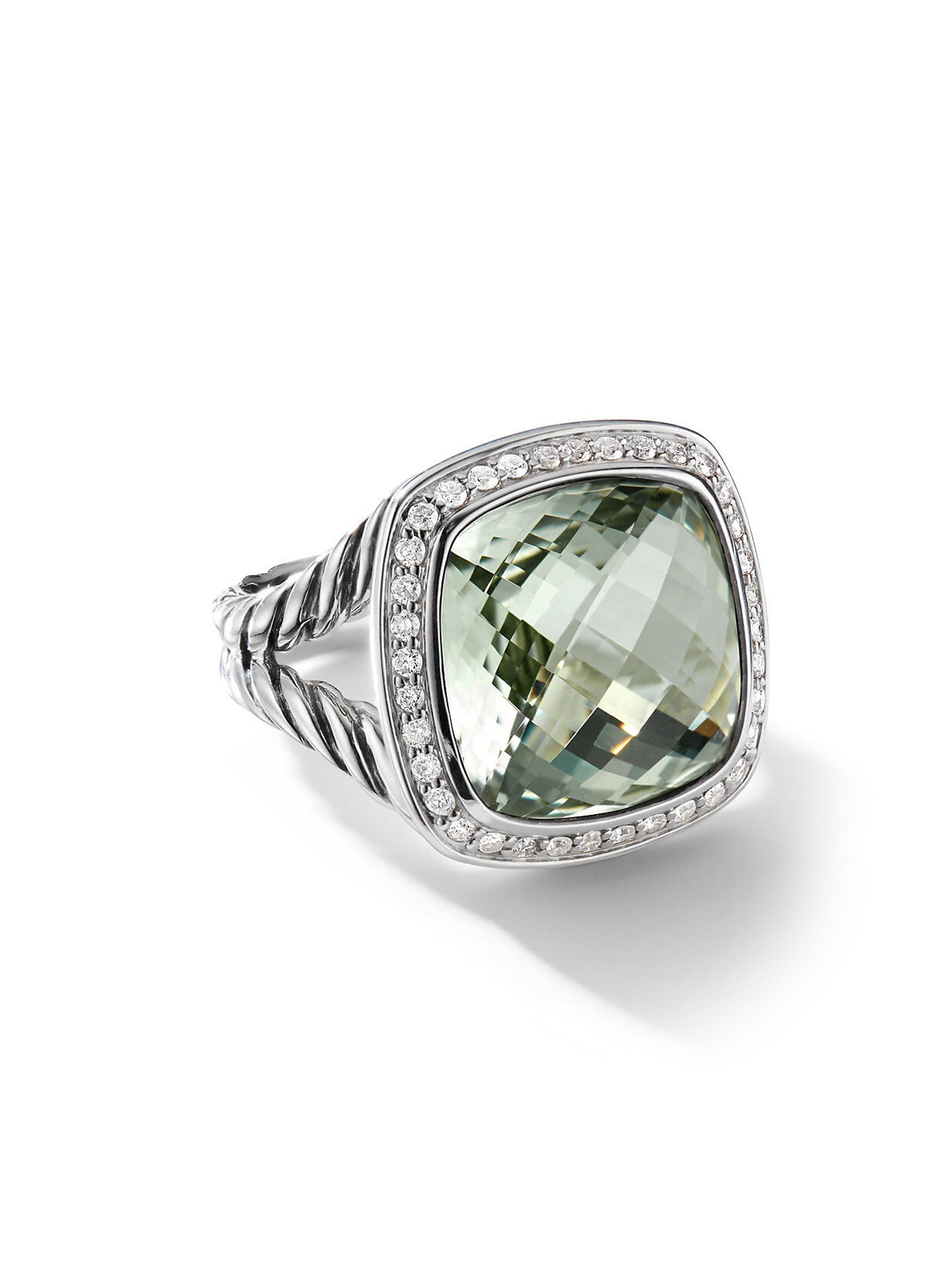 David Yurman Women's Albion Ring with Pavé Diamonds - Prasiolite