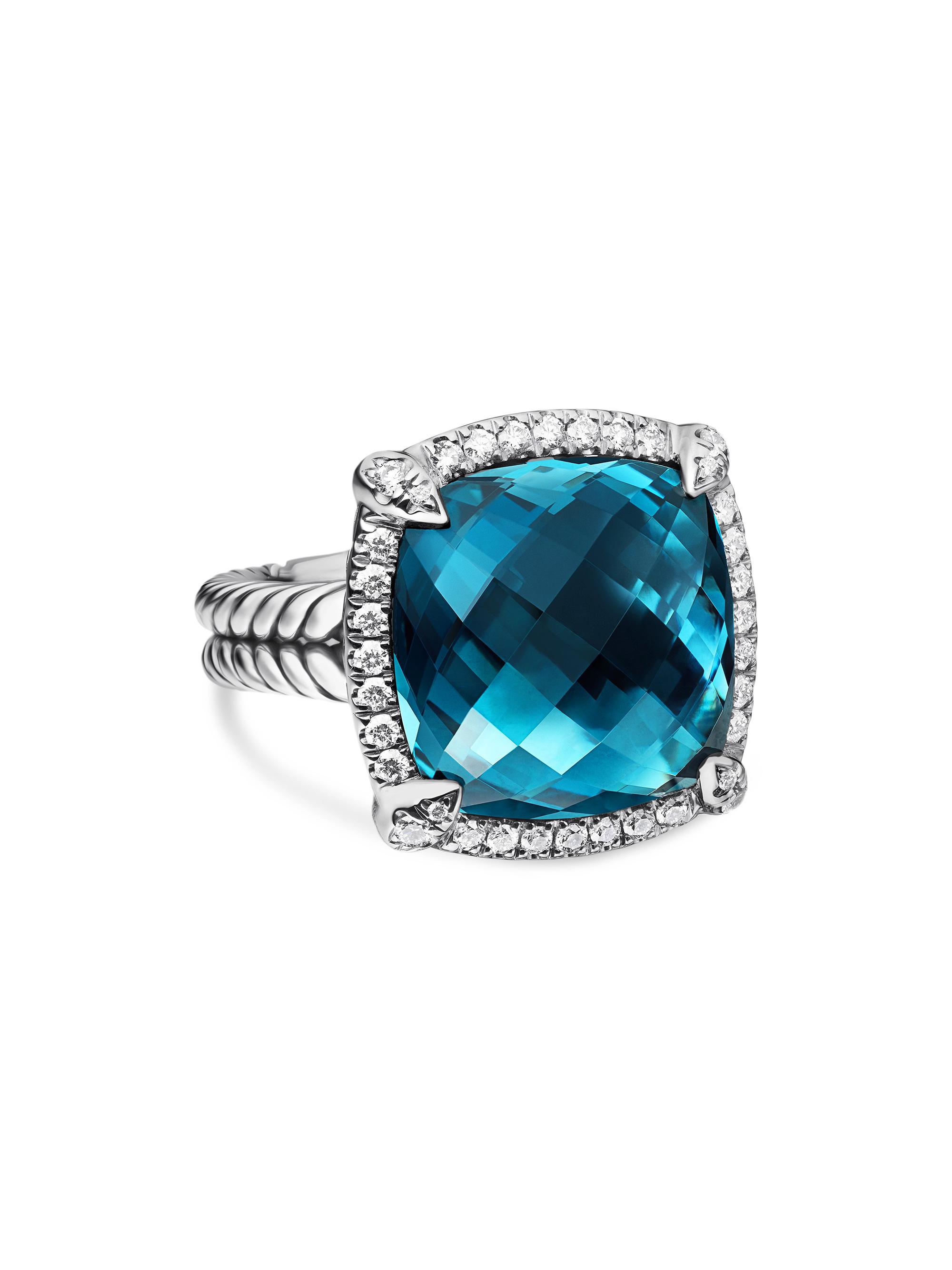 David Yurman Women's Chatelaine Pavé Bezel Ring With Diamonds - Hampton Blue Topaz