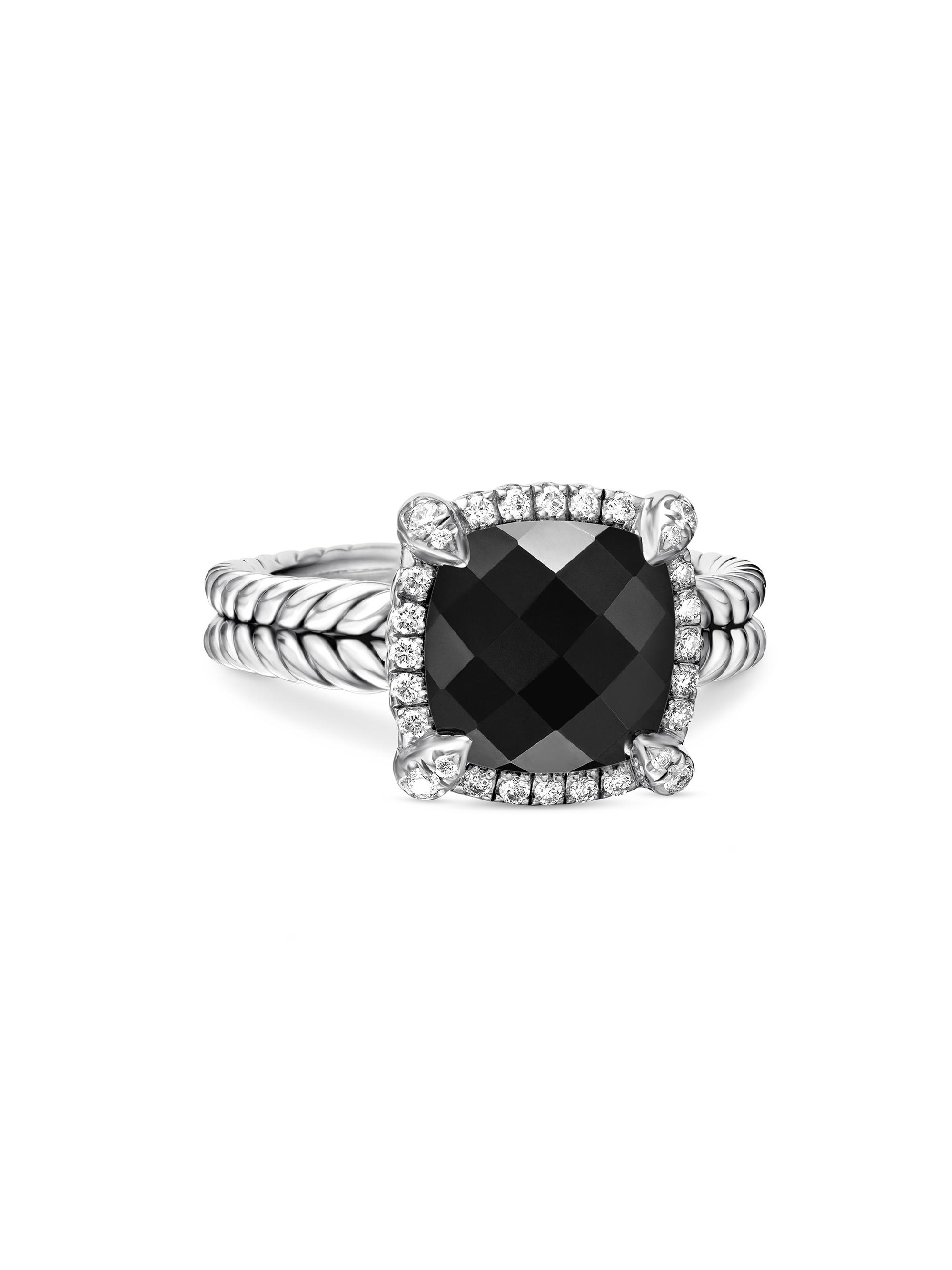 David Yurman Women's Chatelaine Pavé Bezel Ring with Diamonds - Black Onyx