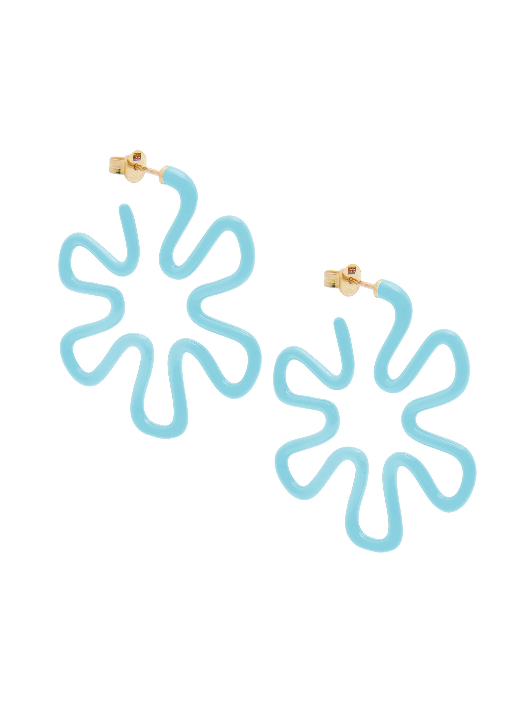 Bea Bongiasca Women's Iconic 9K Gold & Enamel Flower Hoop Earrings - Blue