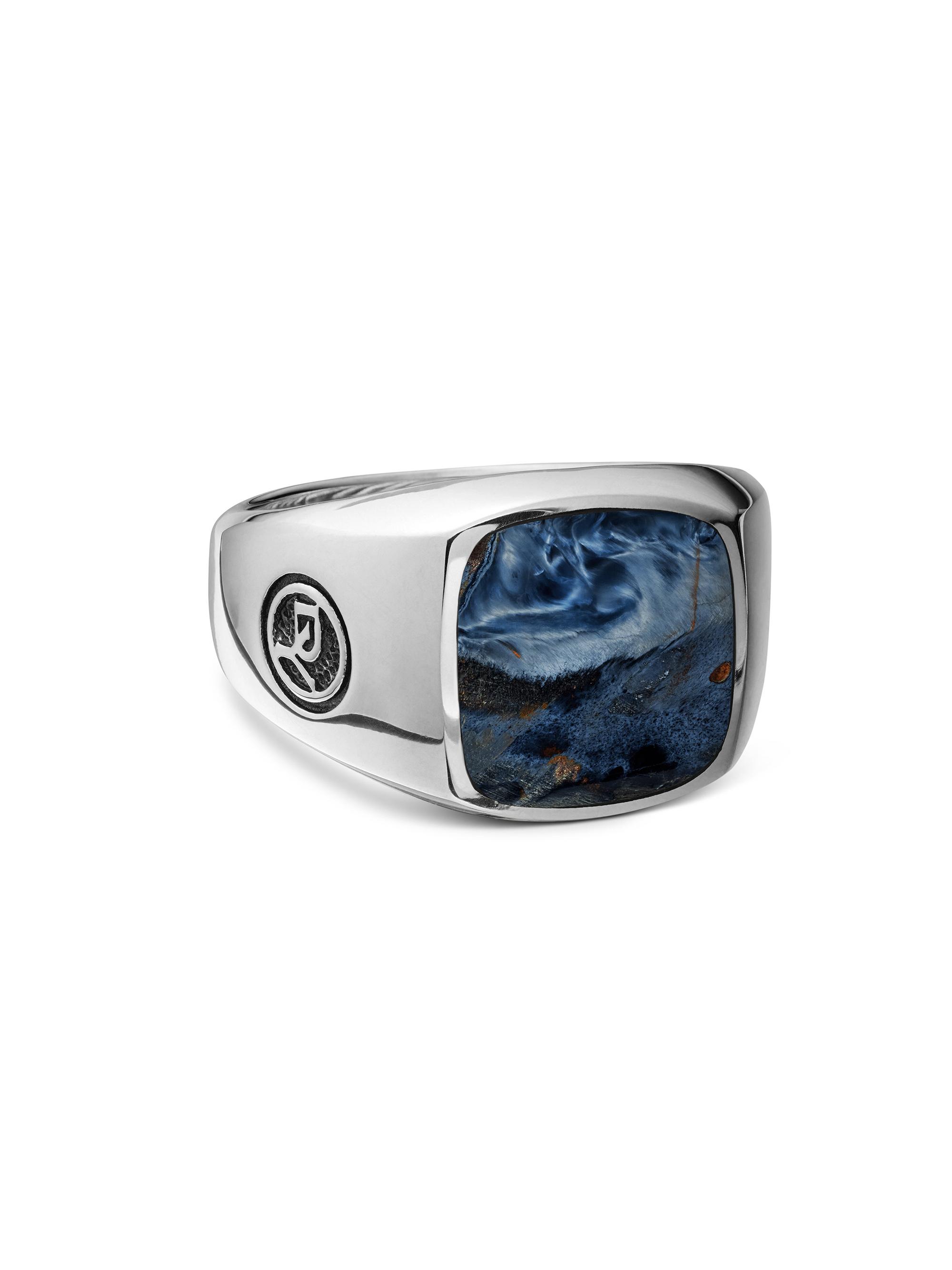 David Yurman Men's Exotic Stone Signet Ring in Sterling Silver - Pietersite