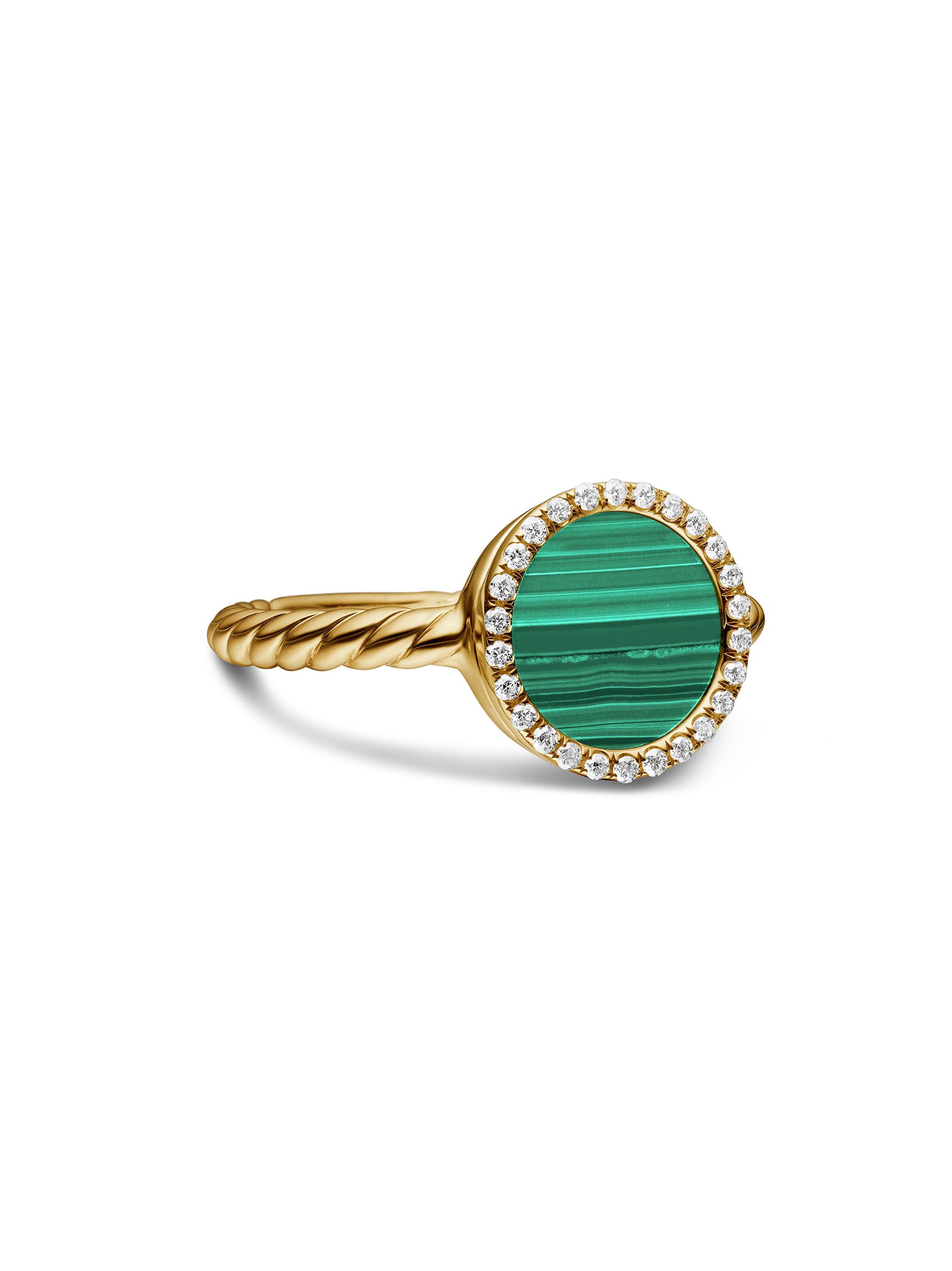 David Yurman Women's Petite DY Elements in 18K Yellow Gold - Malachite