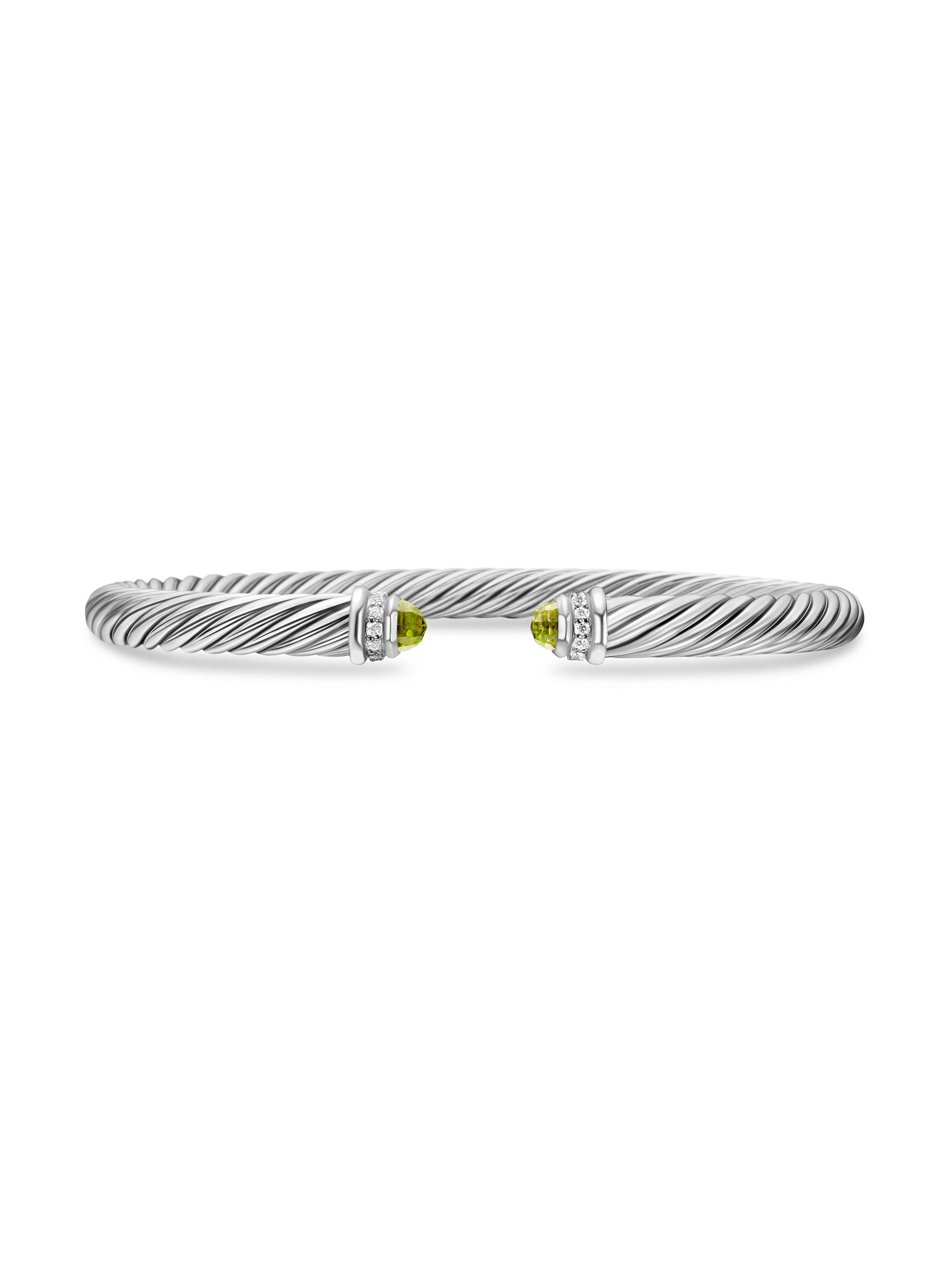 David Yurman Women's Cable Classics Color Bracelet with Pavé Diamonds - Peridot
