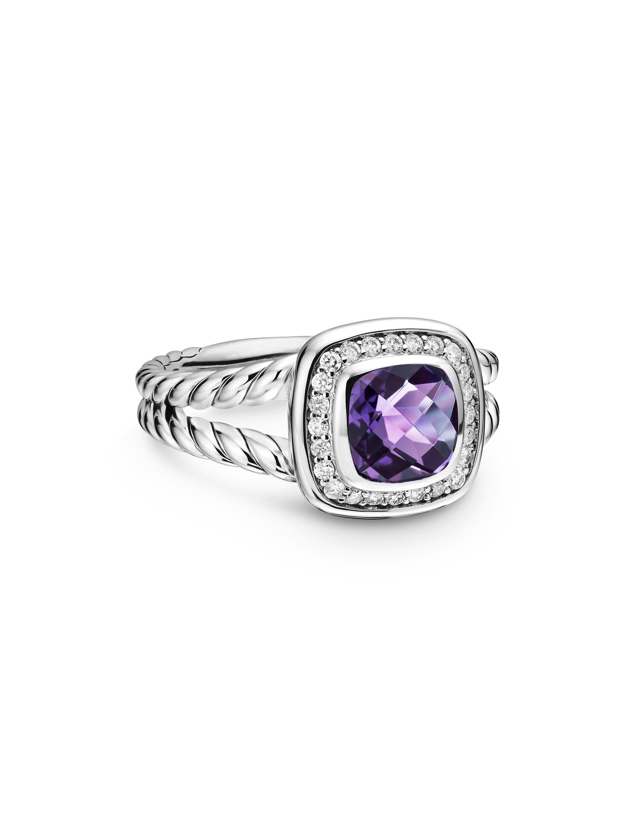 David Yurman Women's Petite Albion Ring With Pavé Diamonds - Amethyst